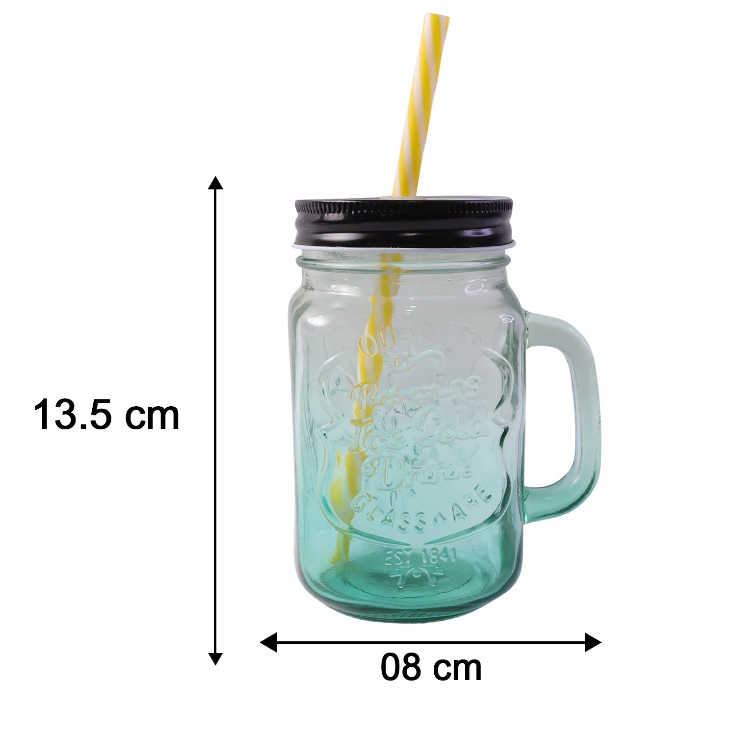 Image illustrating the dimensions and size of the versatile Mason Jar Drinking Cup.