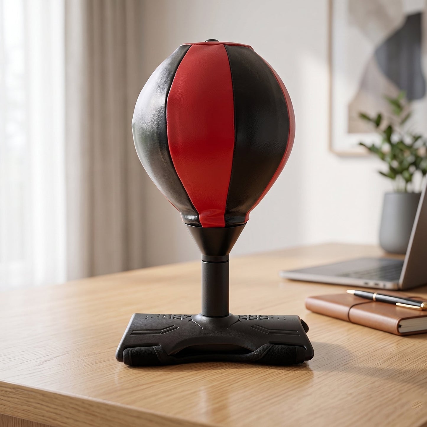 Close-up view of inflatable punching bag's surface and inflation
