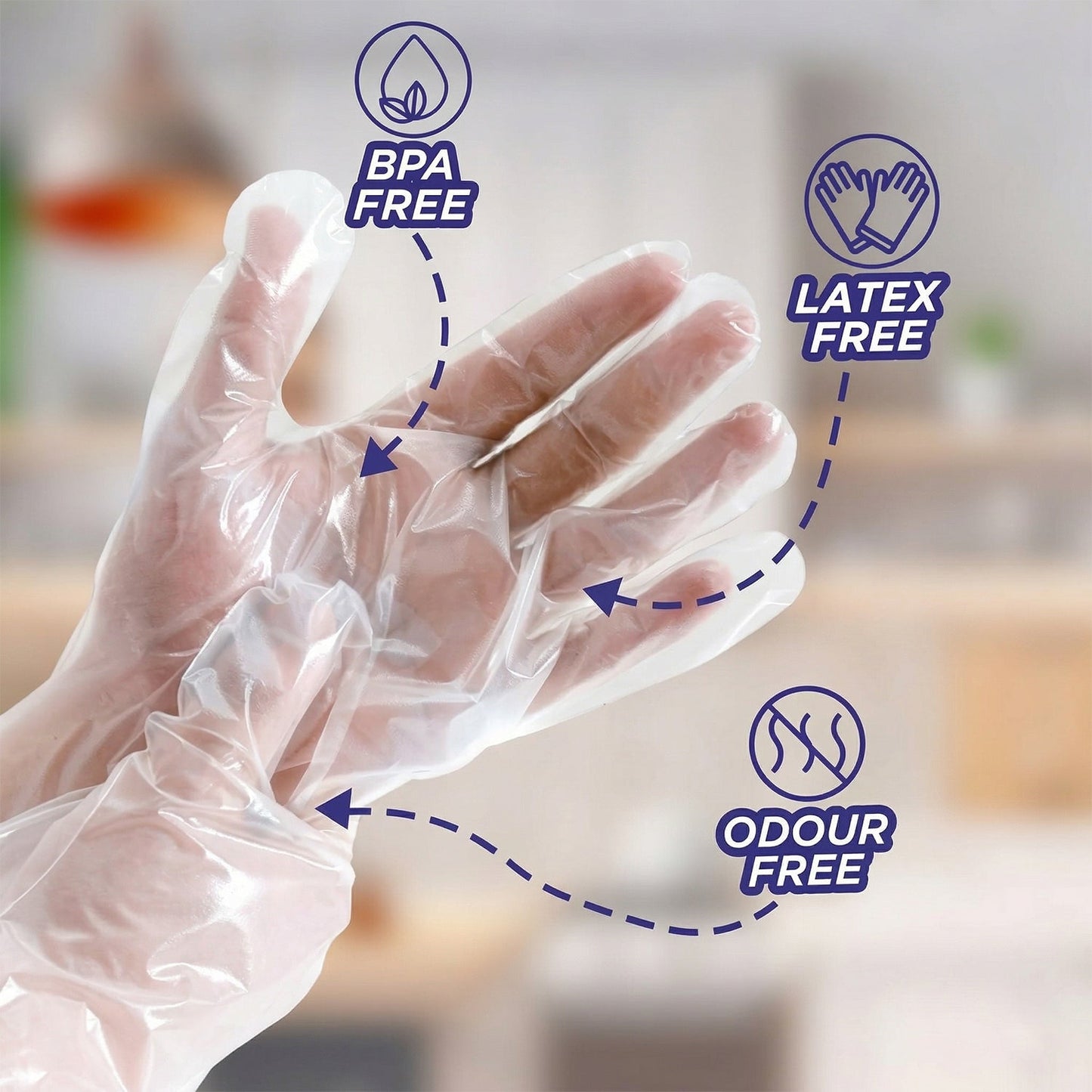 Single use plastic gloves for cleaning and food safety