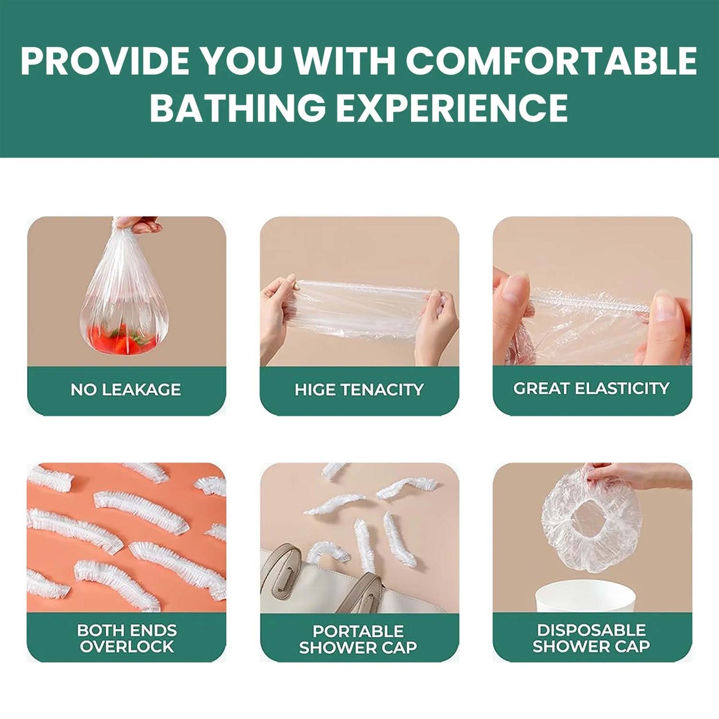 Close-up of disposable shower cap fabric showing waterproof texture