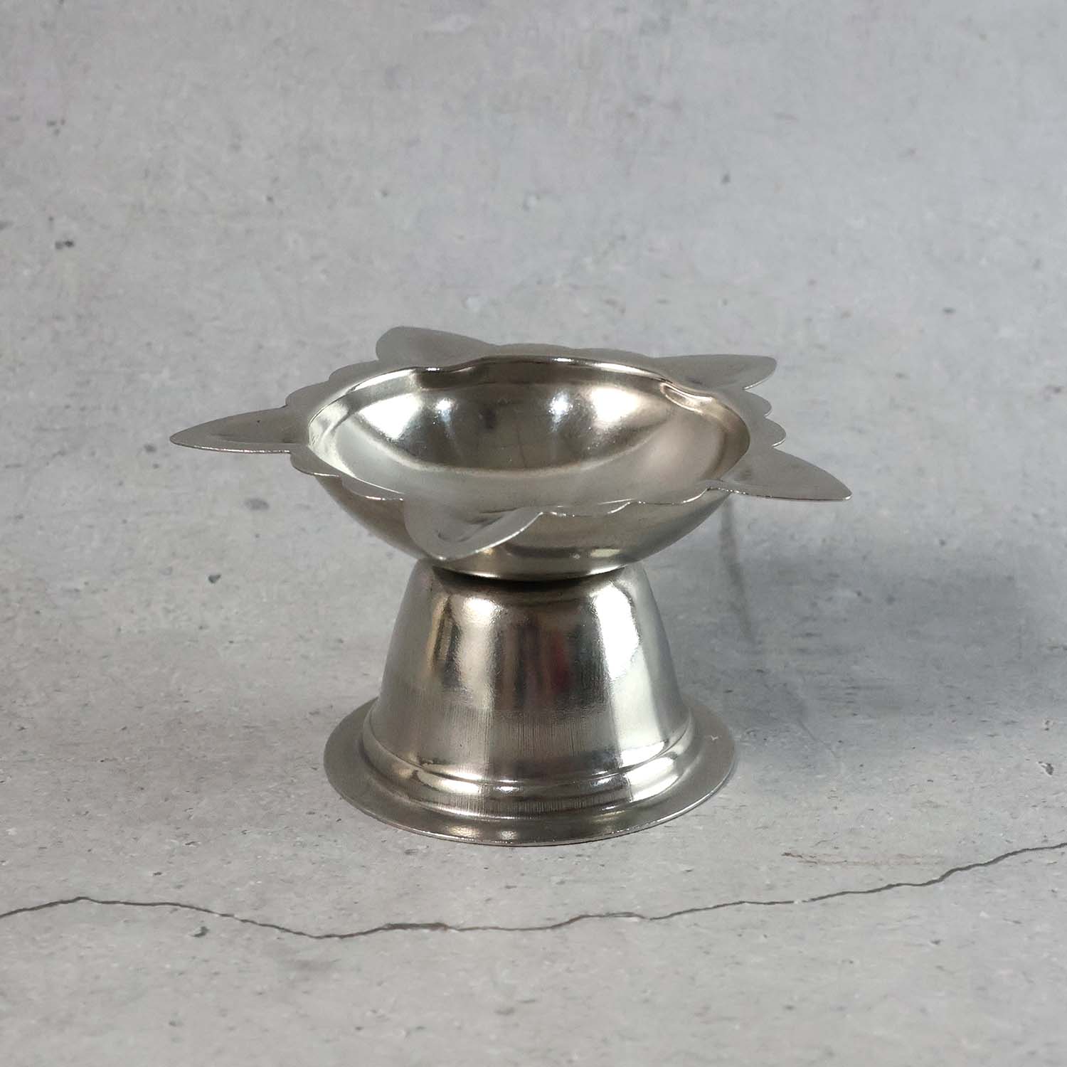 Elegant big stainless steel diya holder for oil and ghee lamps