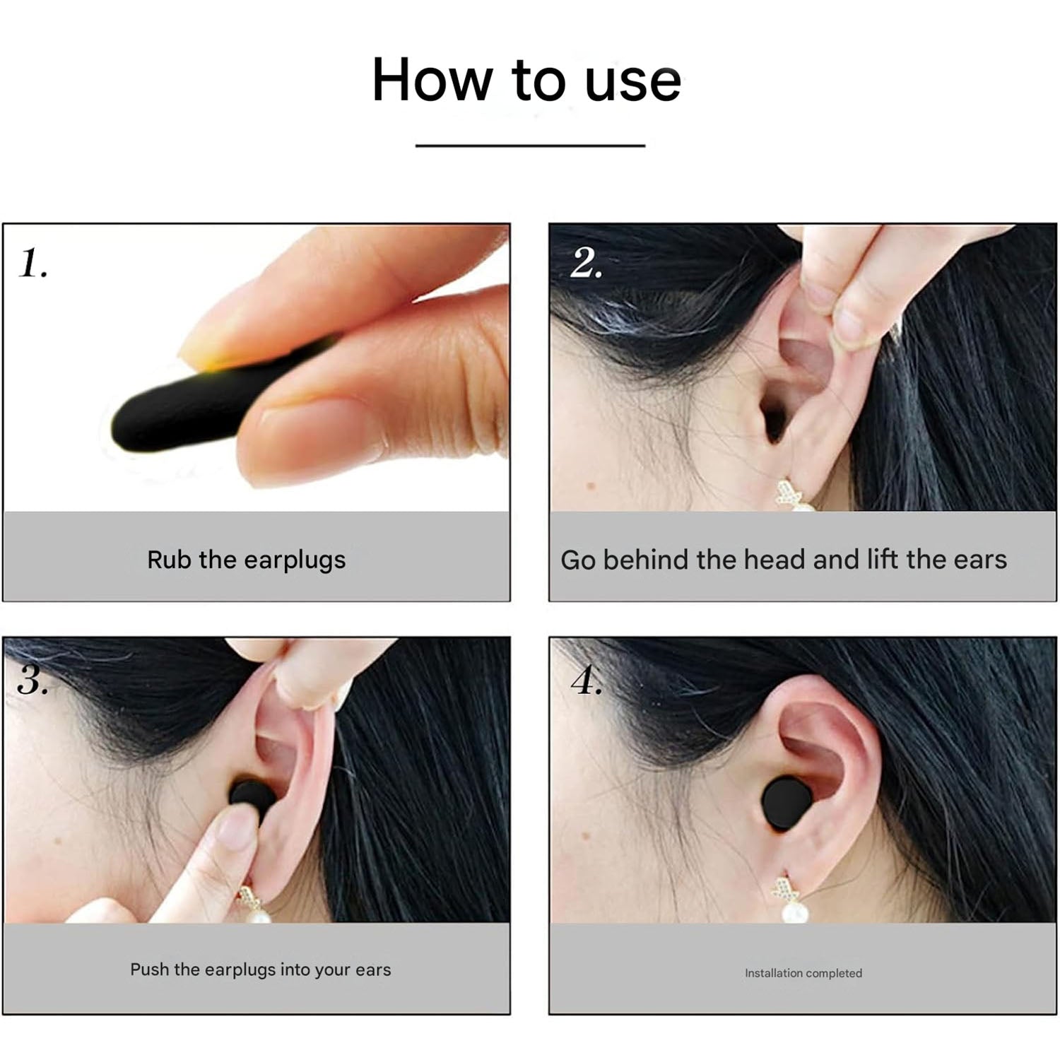 Pair of noise blocking soft ear plugs showing shape and size