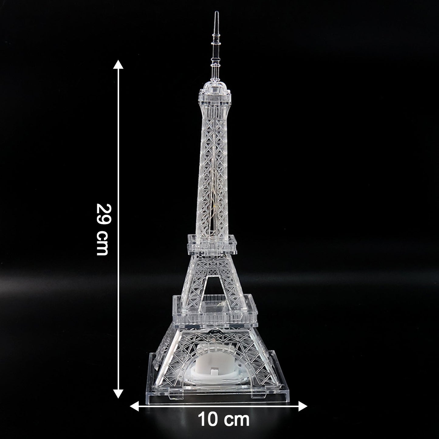 Eiffel Tower shaped LED decorative light illuminating vibrant colors