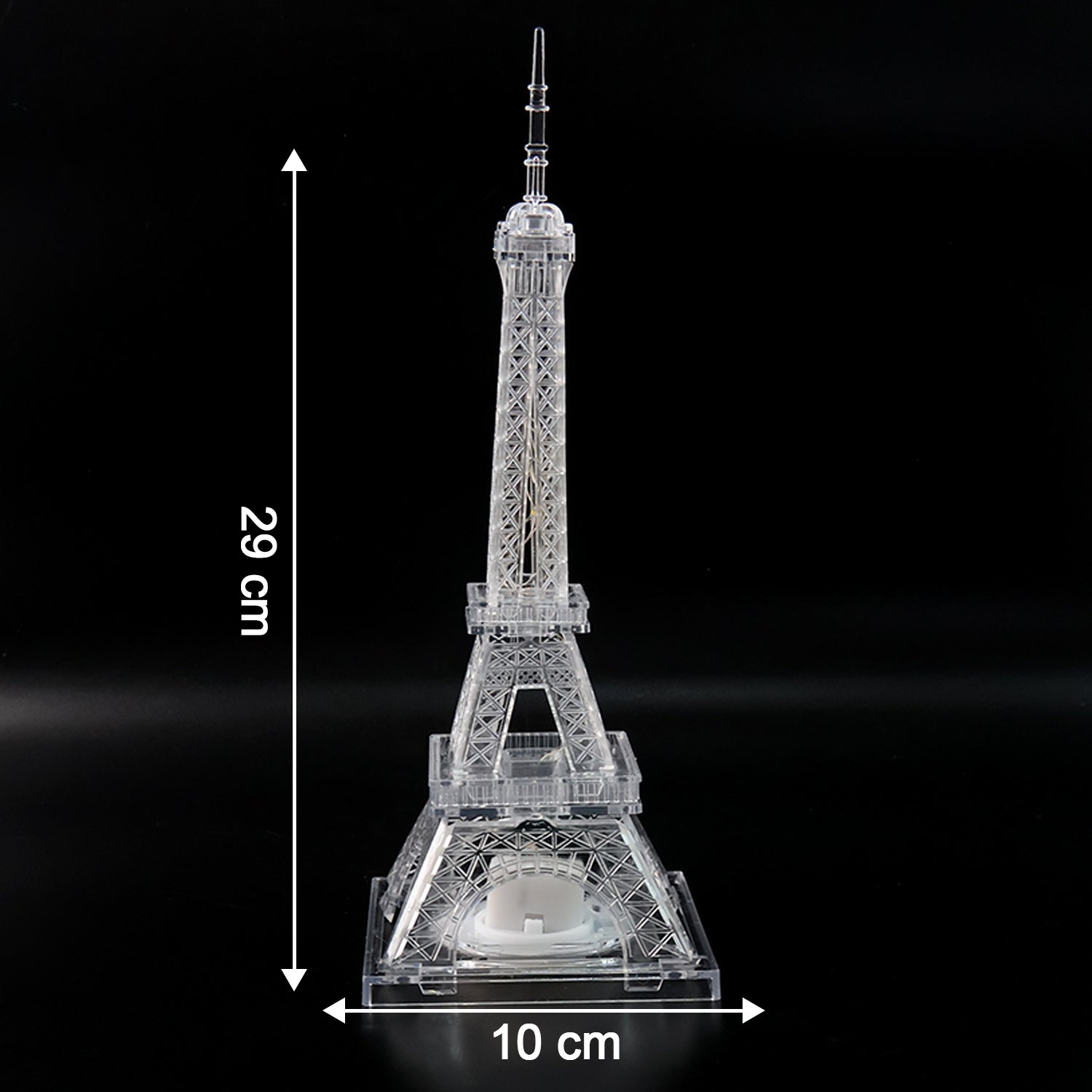 Eiffel Tower shaped LED decorative light illuminating vibrant colors
