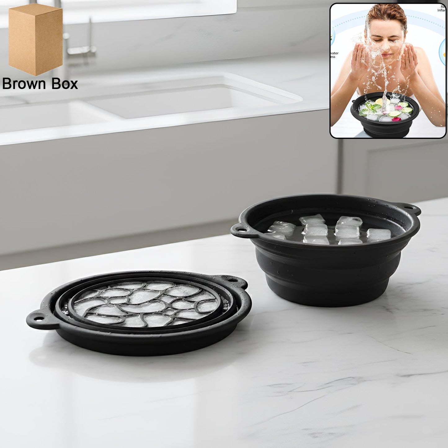 Portable foldable silicone ice facial bowl for skin care