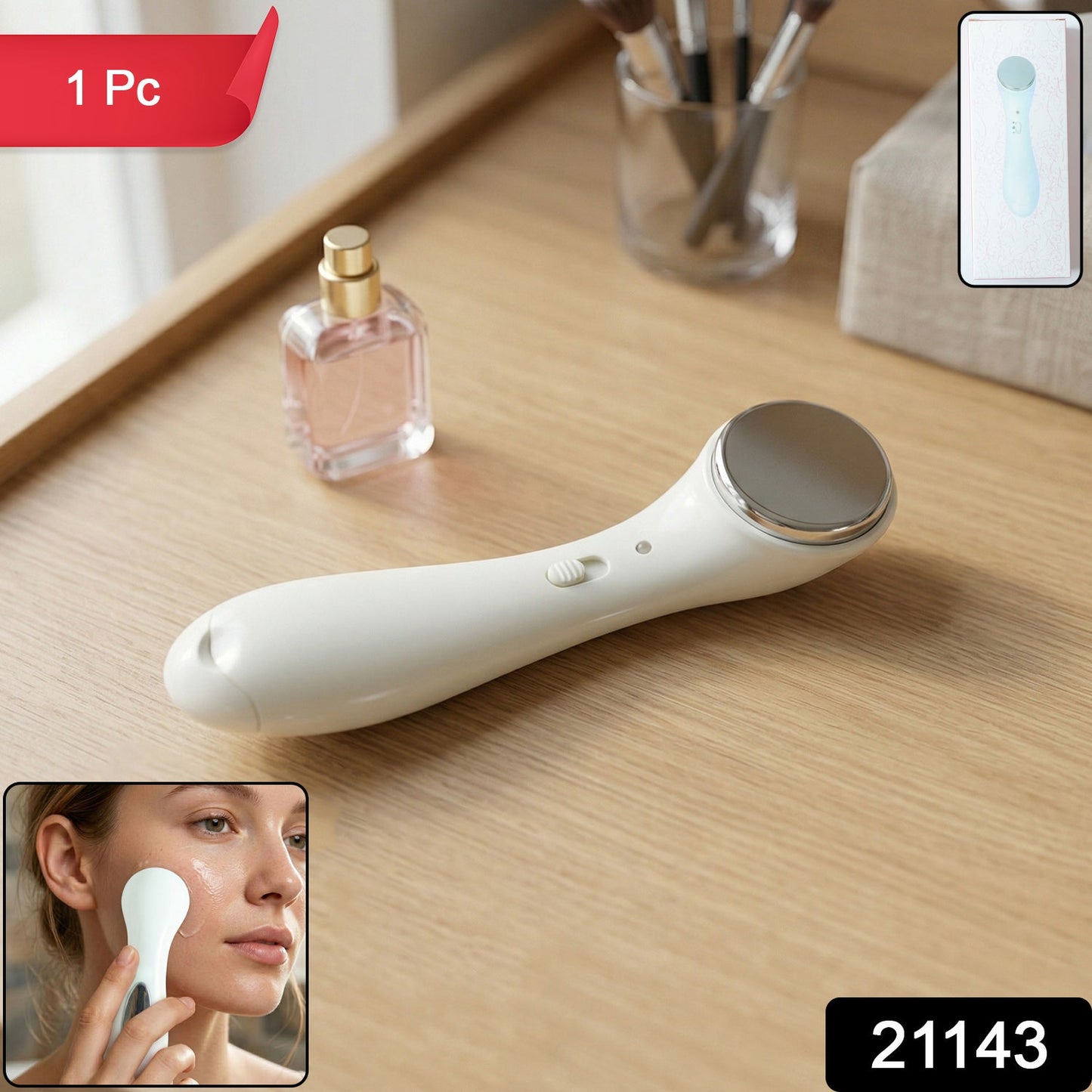Portable handheld electric facial massager for skincare