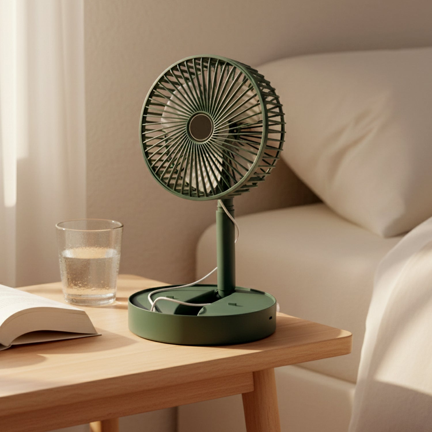 Lifestyle setup featuring Foldable Mini USB Desk Fan cooling workspace