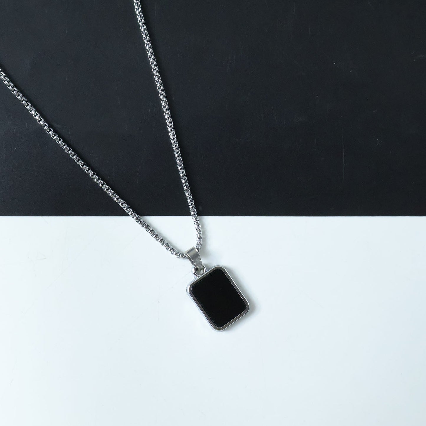 Premium men's pendant chain displaying strong stainless-steel box chain links