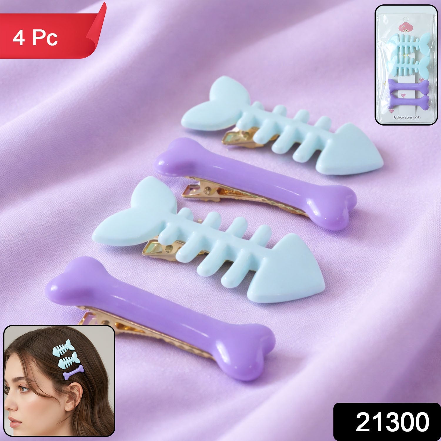 Unique fishbone style hair accessory clip in close-up