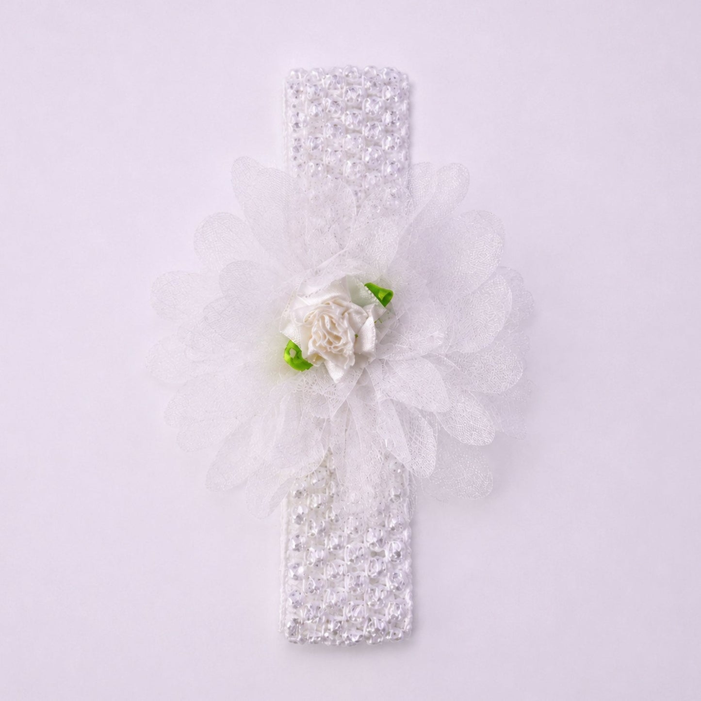Baby girl floral headband with stretchable elastic band for a snug fit