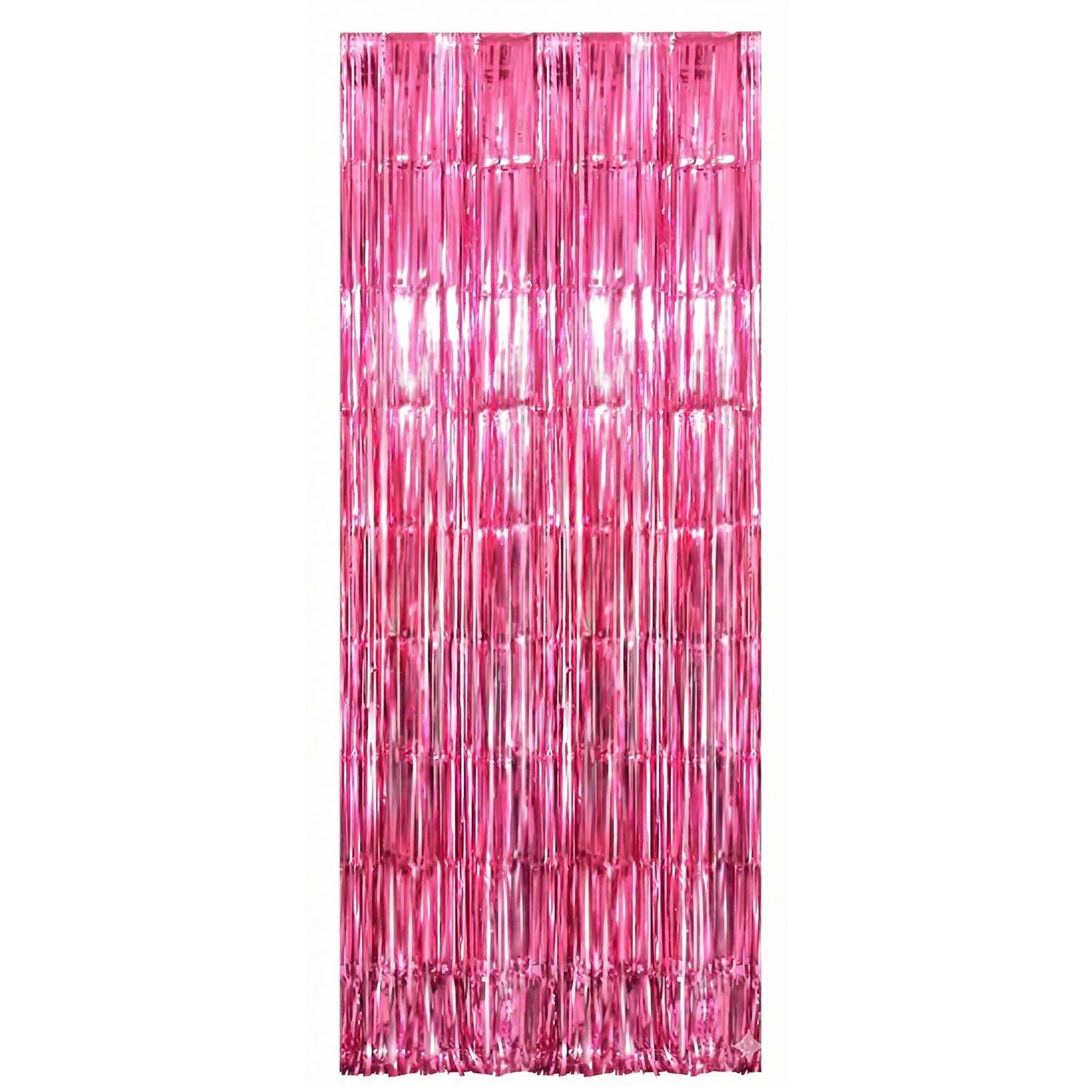 Foil fringe curtain used as an attractive metallic party backdrop for celebrations.