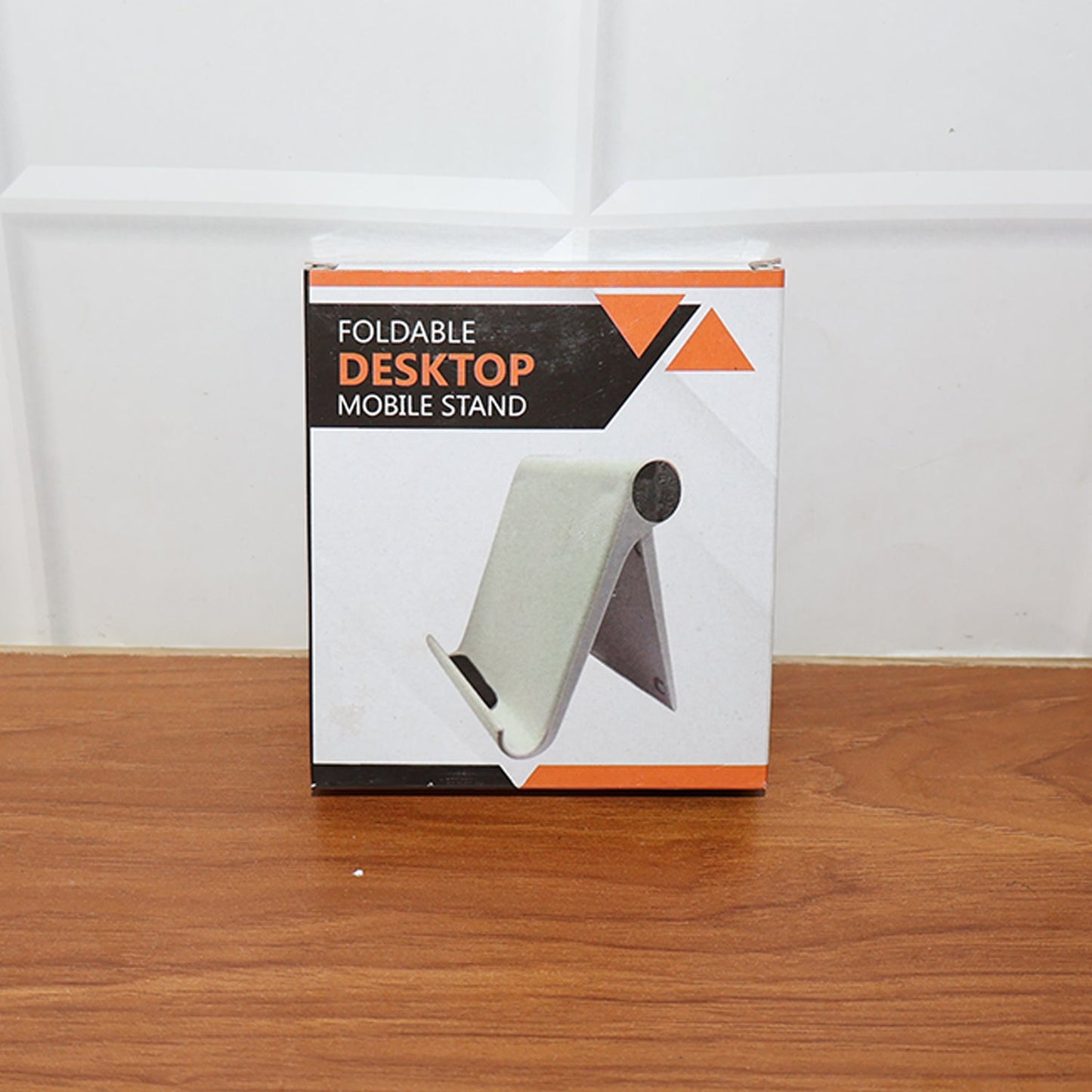 Foldable desktop mobile stand folded flat for easy storage and portability