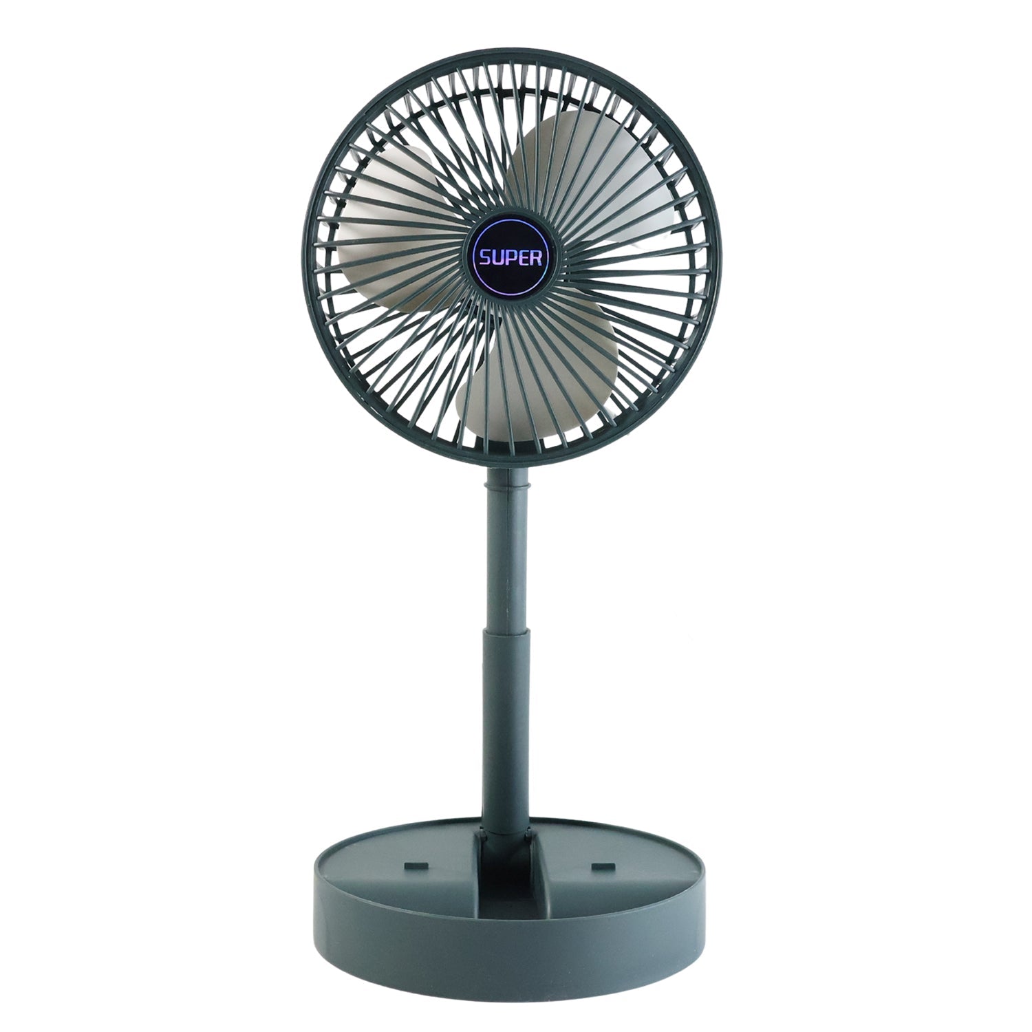 USB powered fan with adjustable speed and built-in phone holder