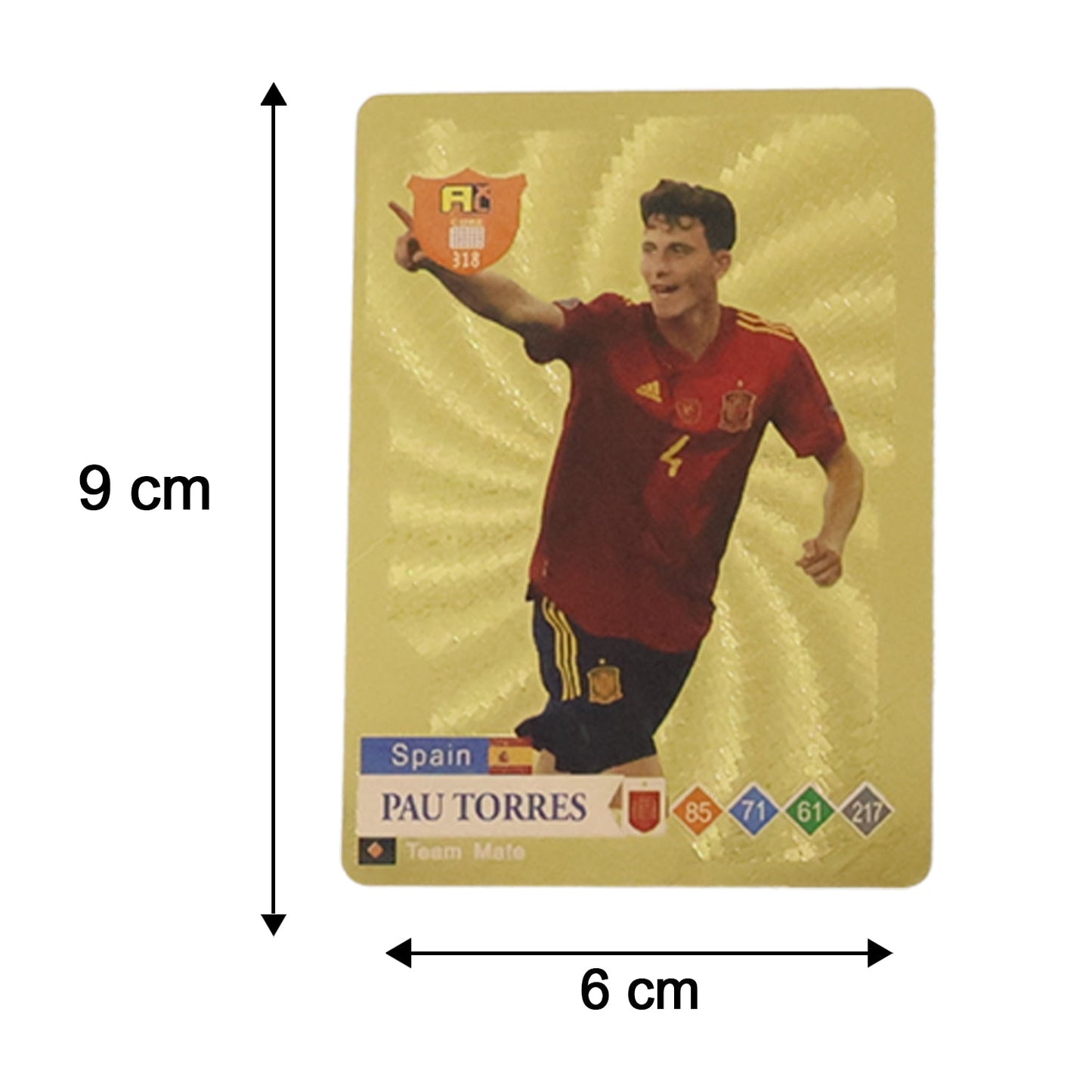 Soccer player cards pack in standard trading card size