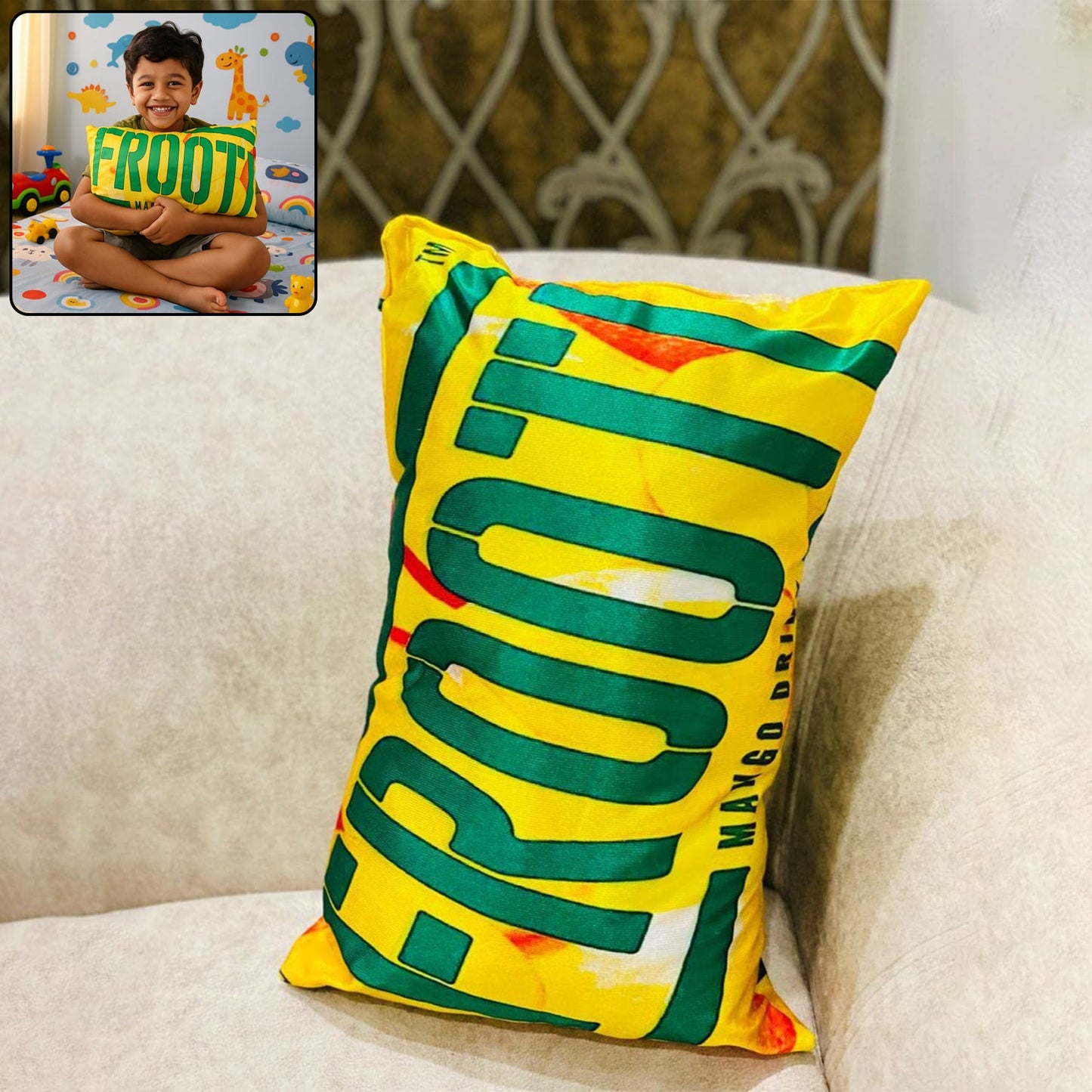 Soft plush kids cartoon pillow with colorful print for baby comfort