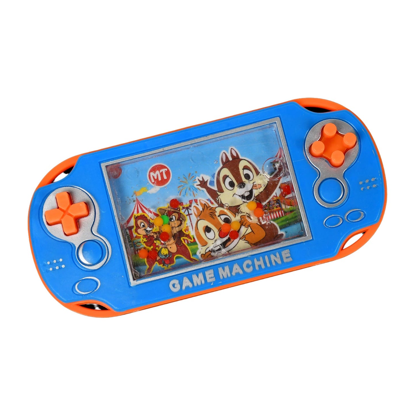 Close-up of the challenging bubble targets within the handheld water game toy.