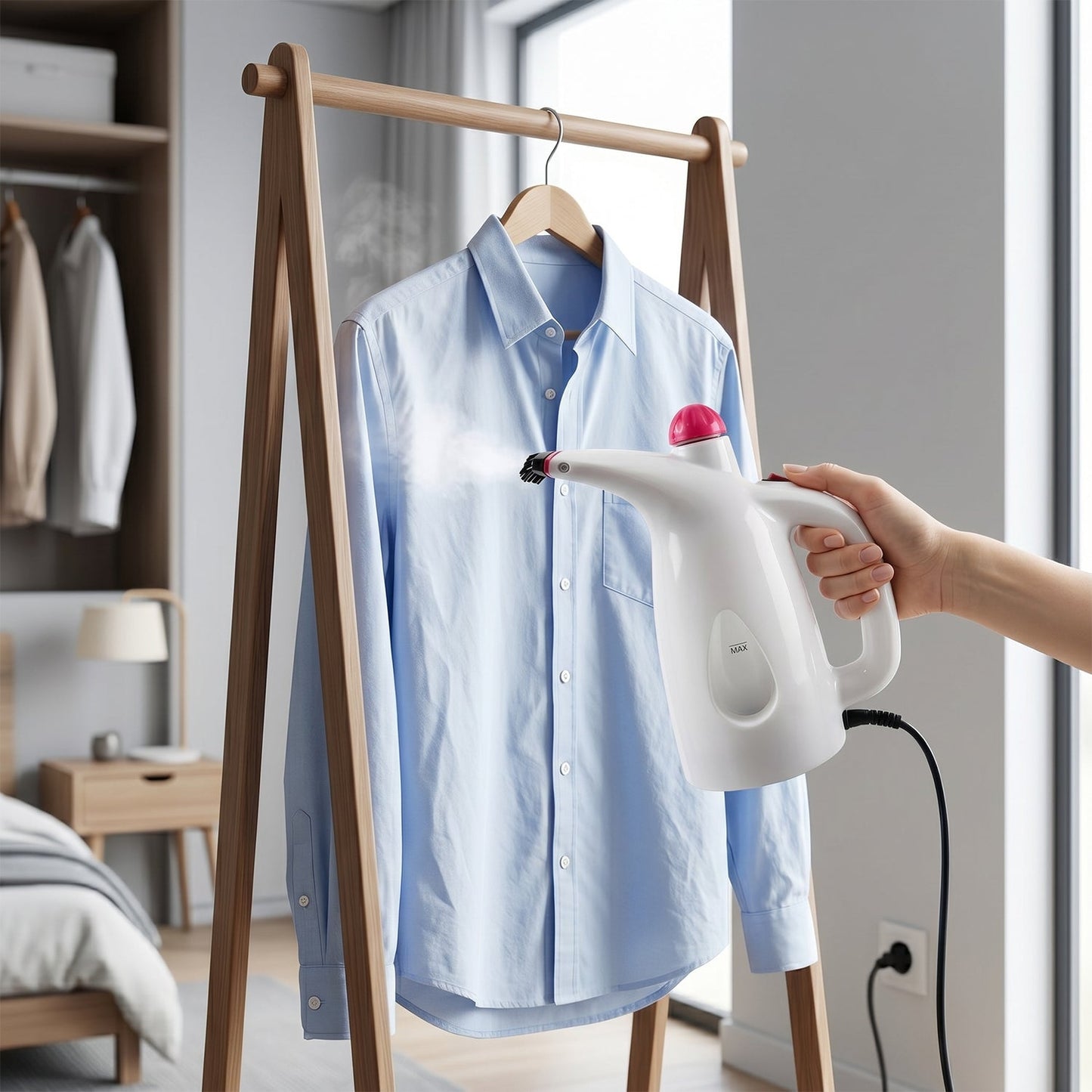 Portable garment steamer compact handheld for home and travel use