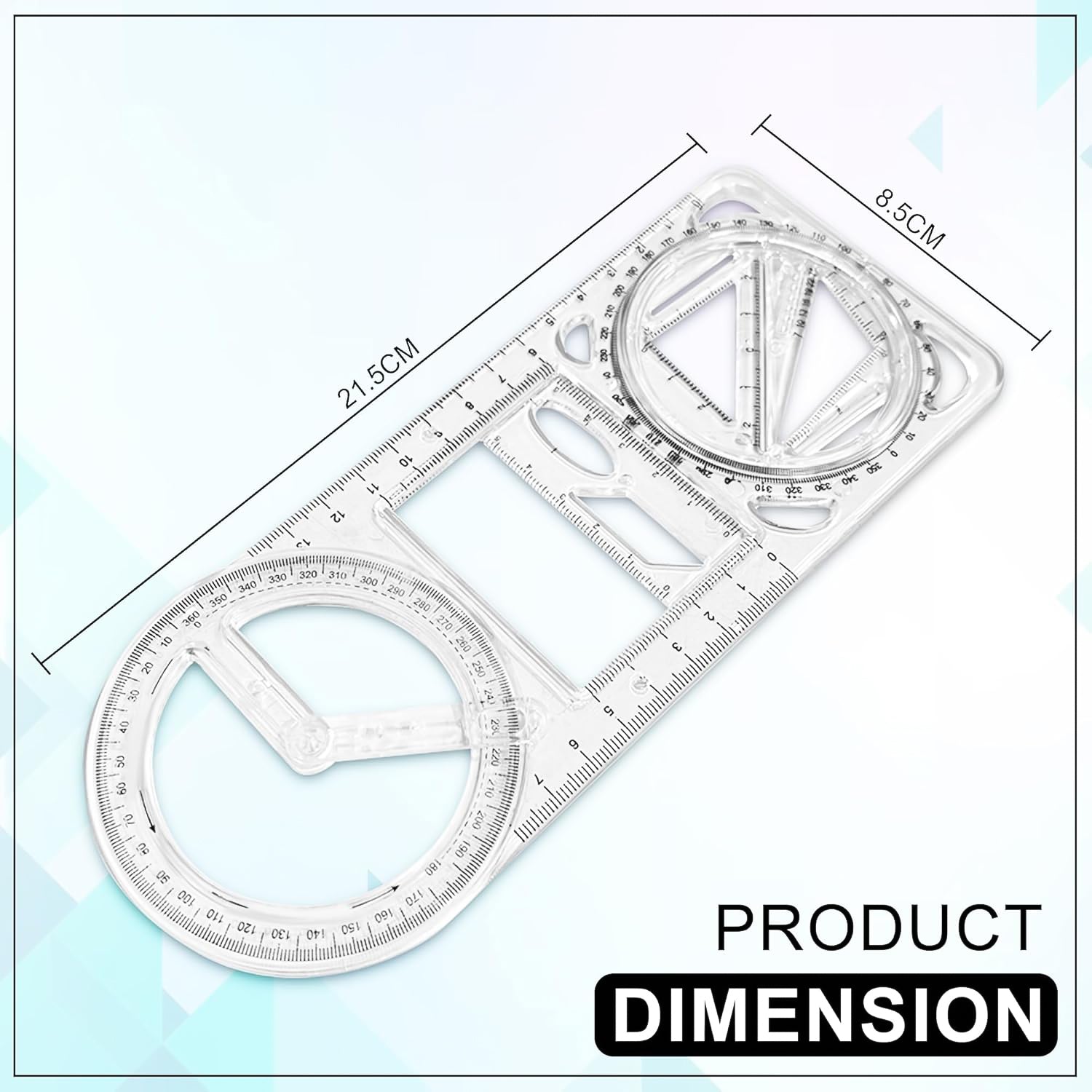 Multi-functional geometry drawing tool demonstrating angle measurement
