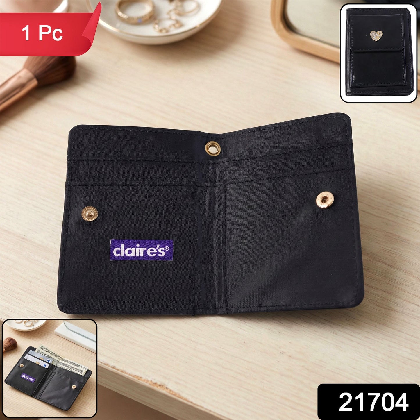 Slim snap button card holder wallet displaying multiple internal card slots