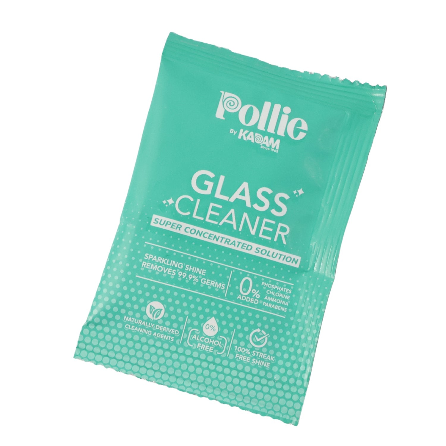 Multiple Pollic Kadam glass cleaner sachets arranged for refill use