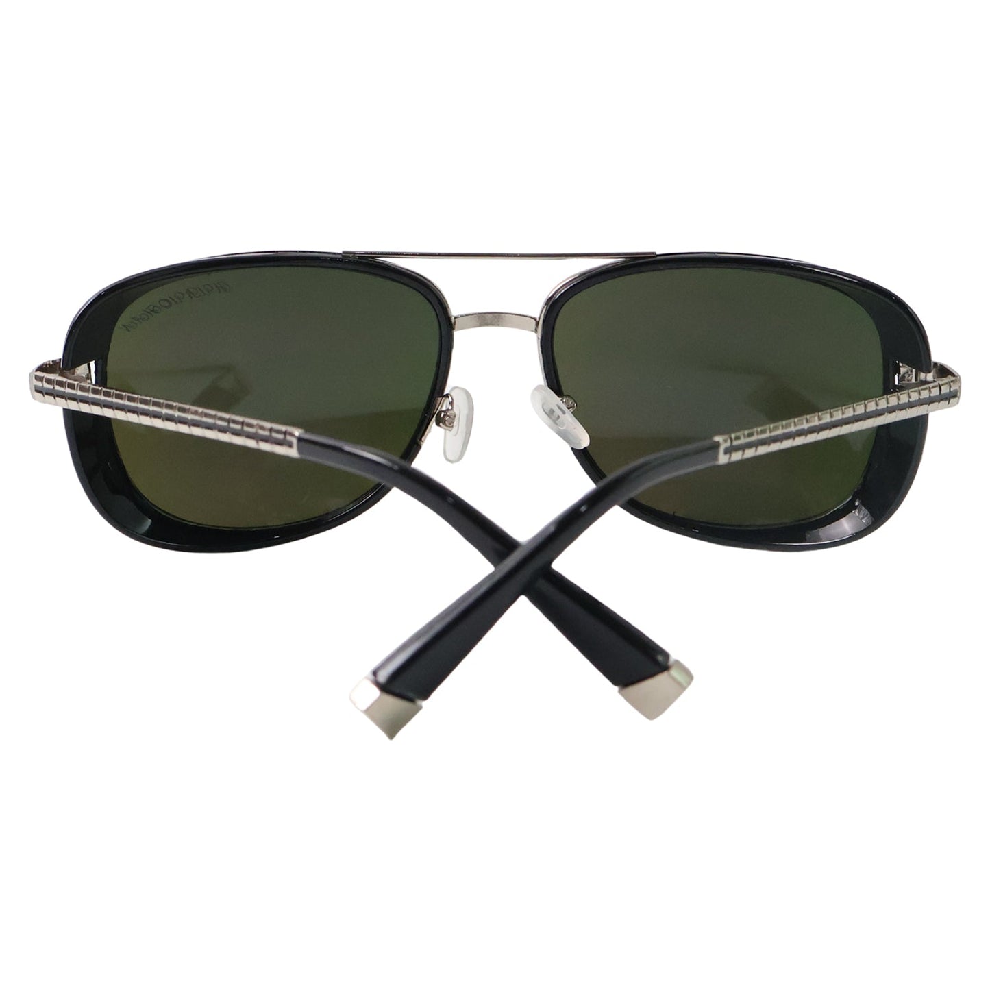 Stylish polarized aviator sunglasses showing blue mirror lens front angle