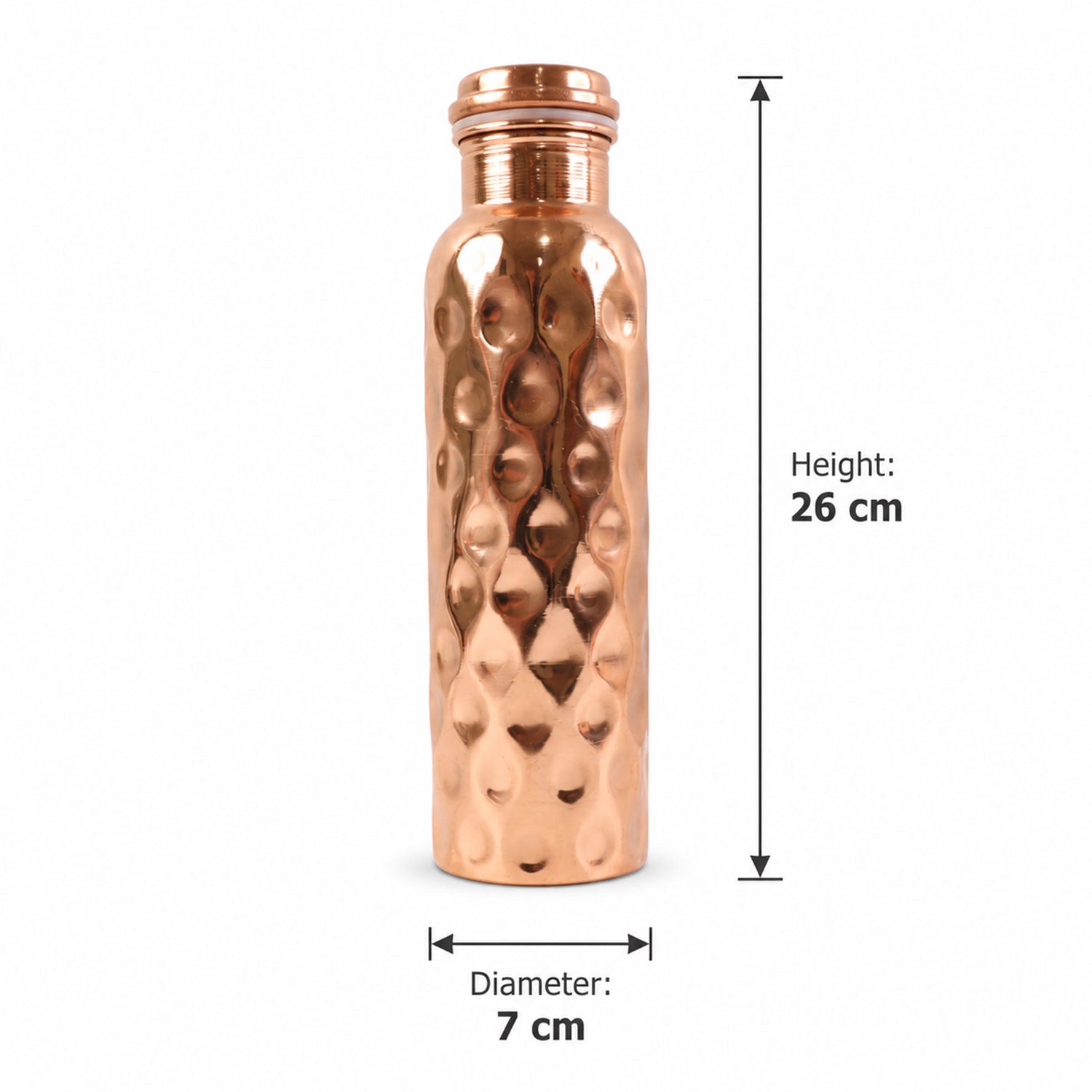The complete copper water bottle set displayed from a different angle, showcasing its craftsmanship.