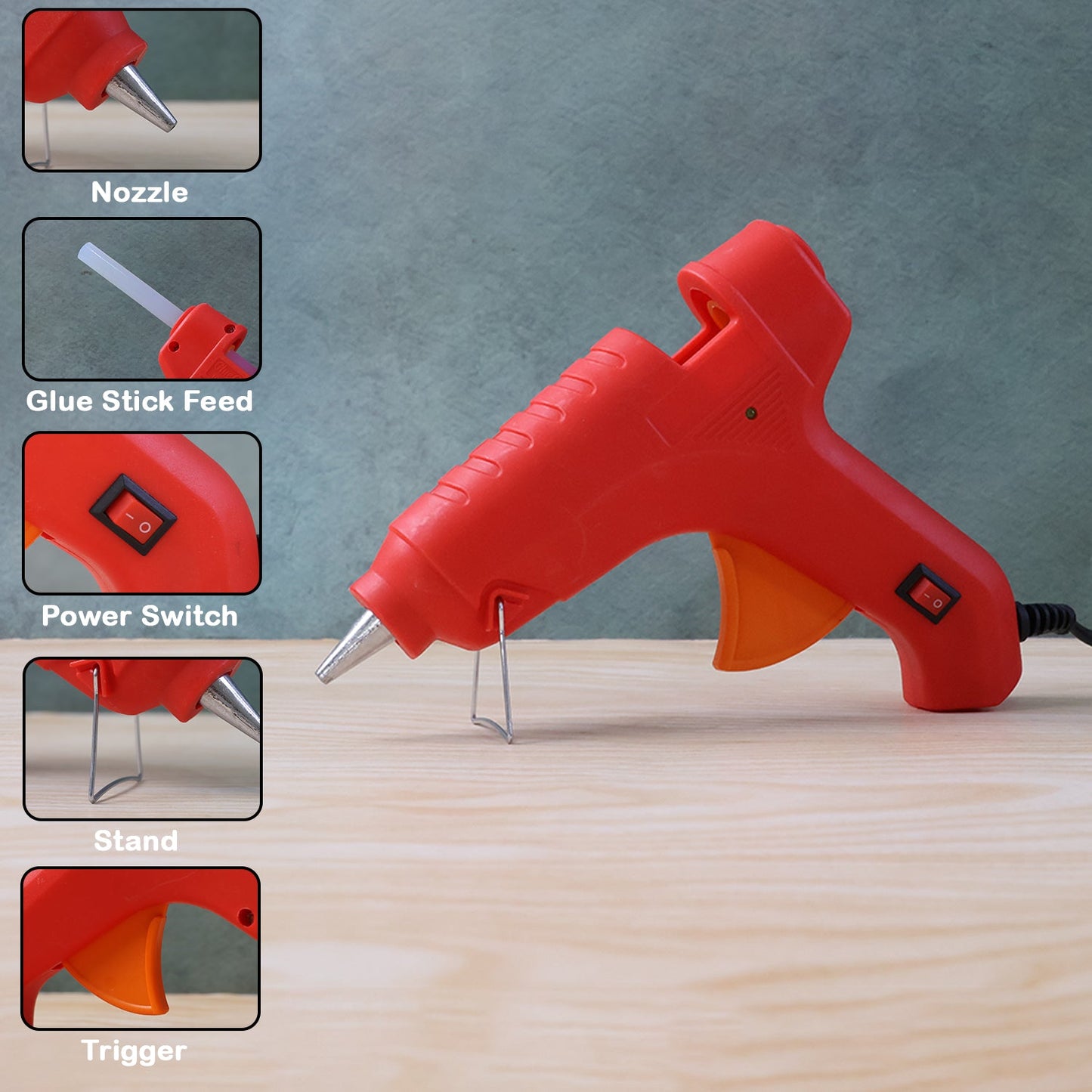Glue gun set including 6 transparent glue sticks for multipurpose use