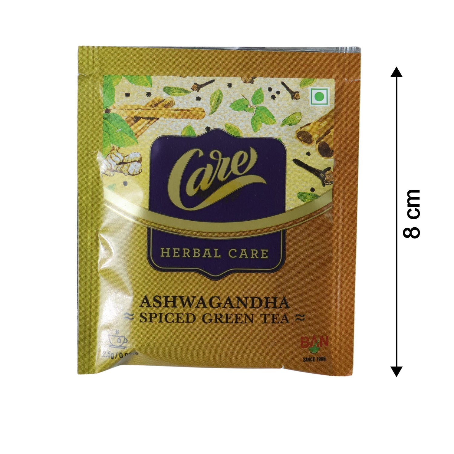 Green tea product packaging with dimensions