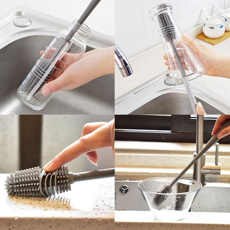 A versatile bottle cleaning brush designed for various kitchen cleaning tasks.