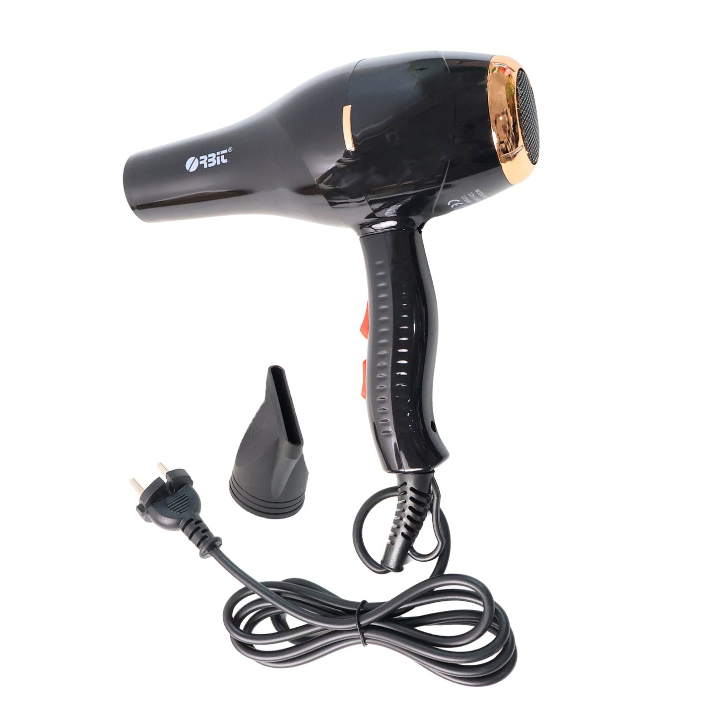 Salon quality hair dryer showing concentrator nozzle detail