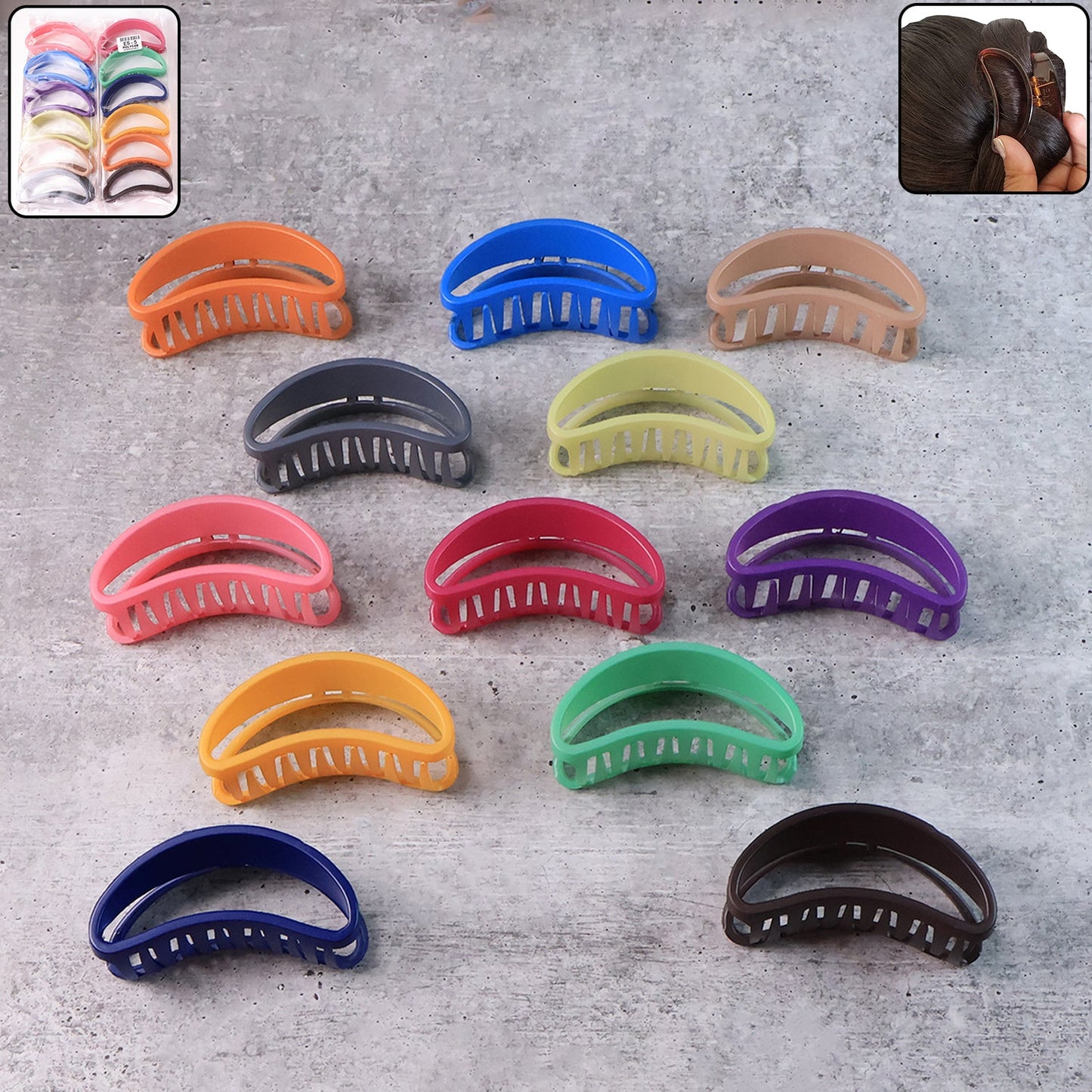 Set of 12 durable matte plastic hair clips for hair styling and grip