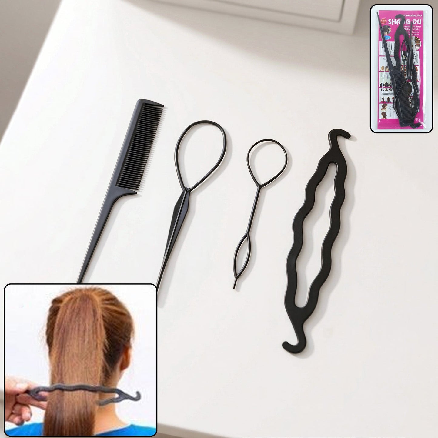 4 in 1 hair styling kit with comb and styling tools