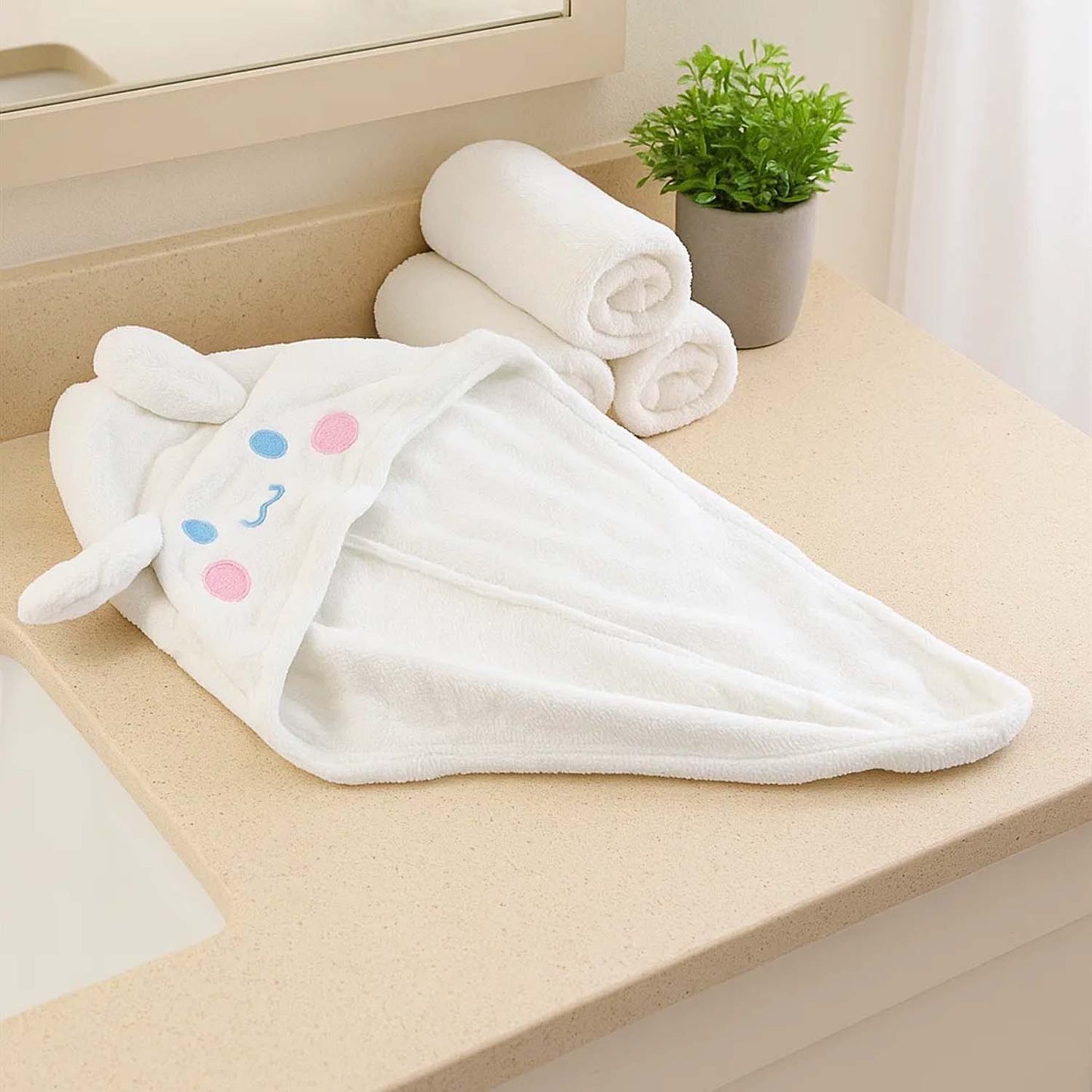 Folded hair towel wrap made from premium microfiber fabric