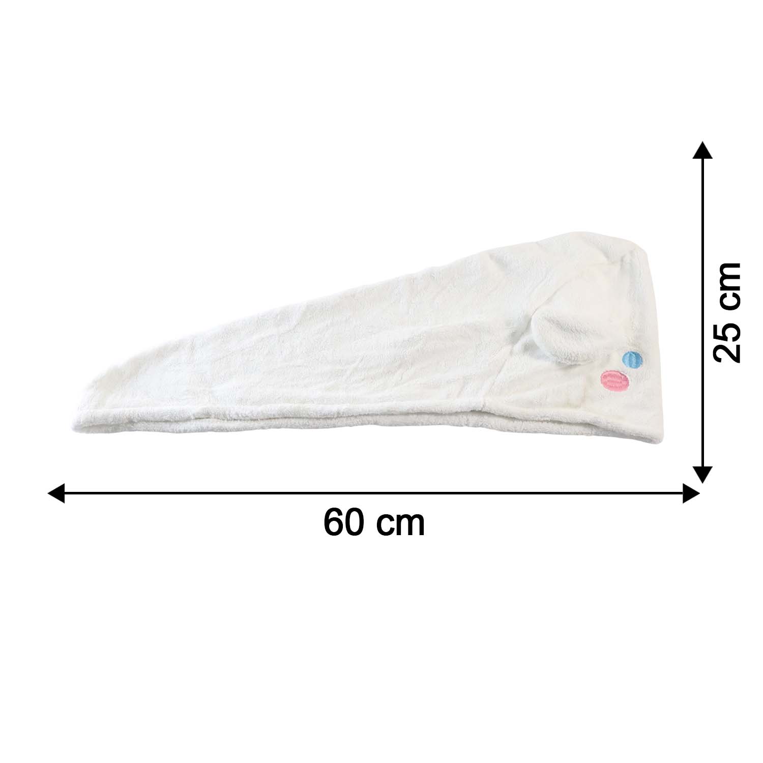 Size chart image for hair drying towel cap