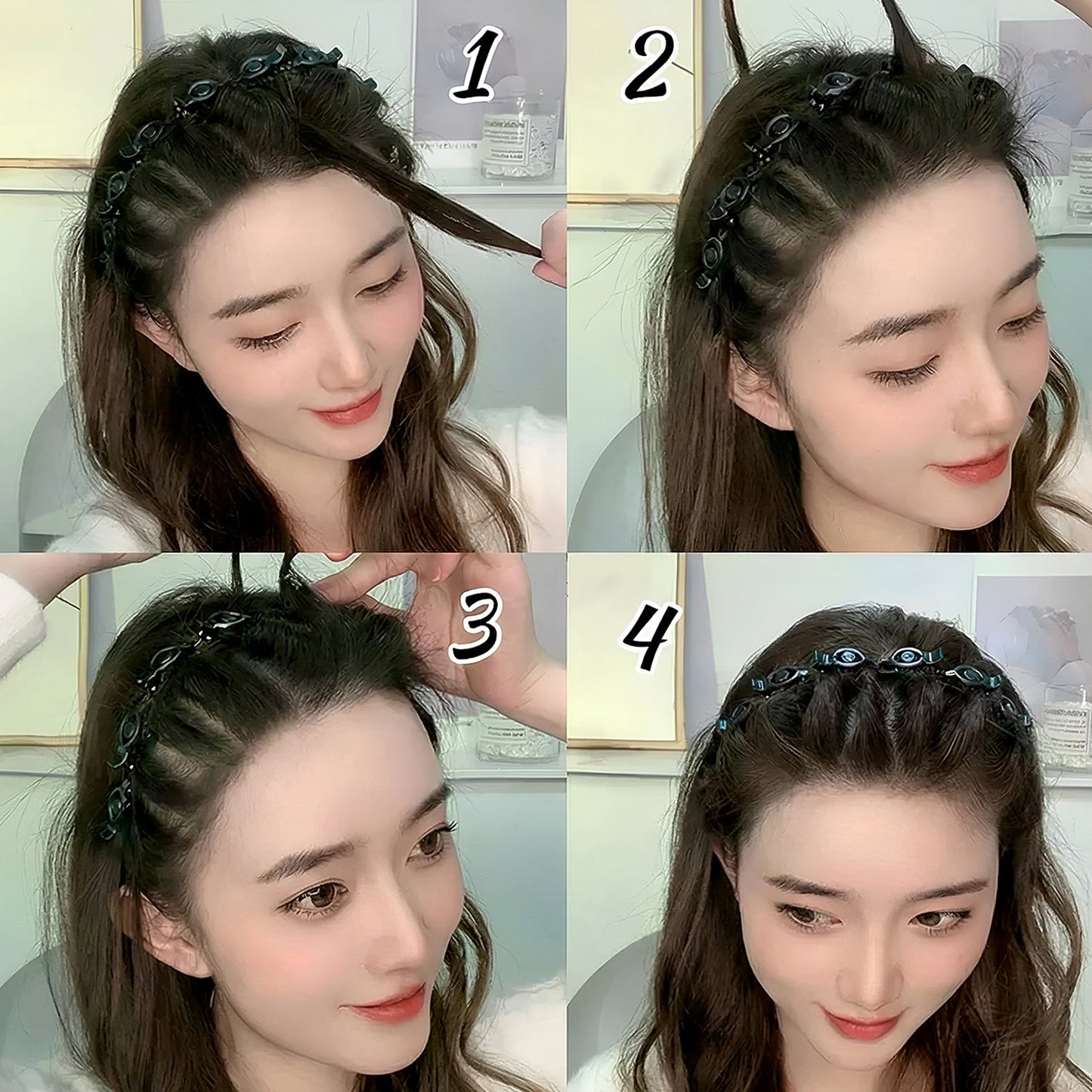 Non-slip hair styling headband featuring built-in mini claws