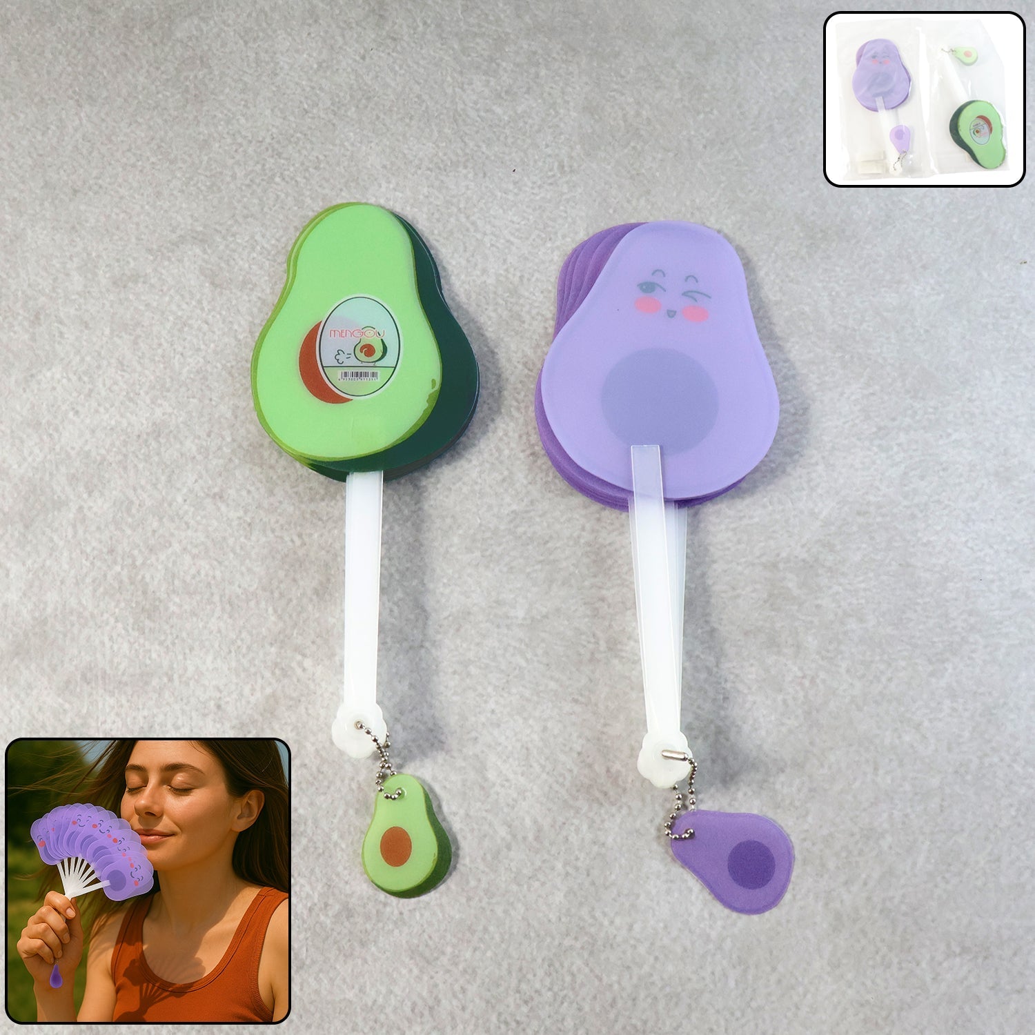 Foldable pocket fan folded and compact ready to carry