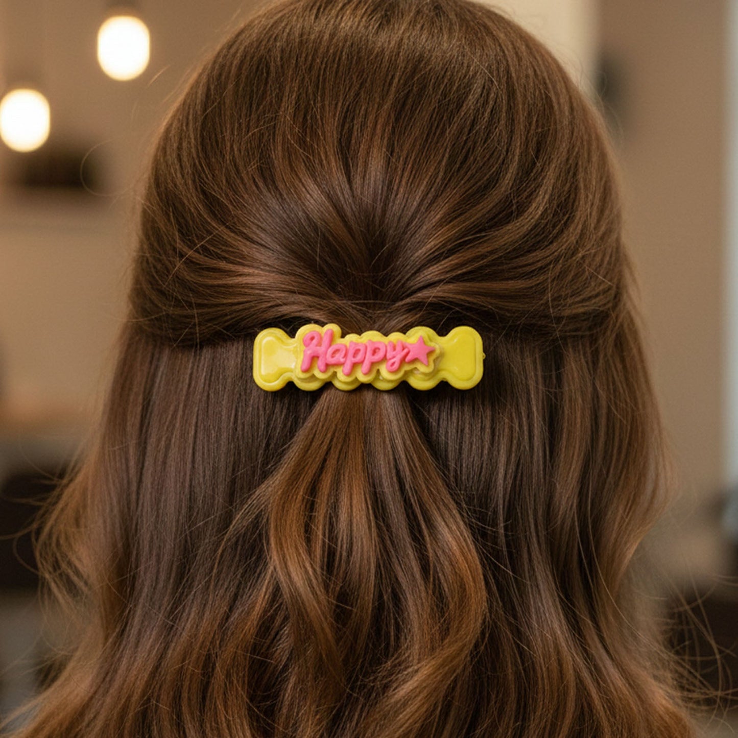 Happy bone-shaped hair clips set showcasing bright, playful accessories for kids