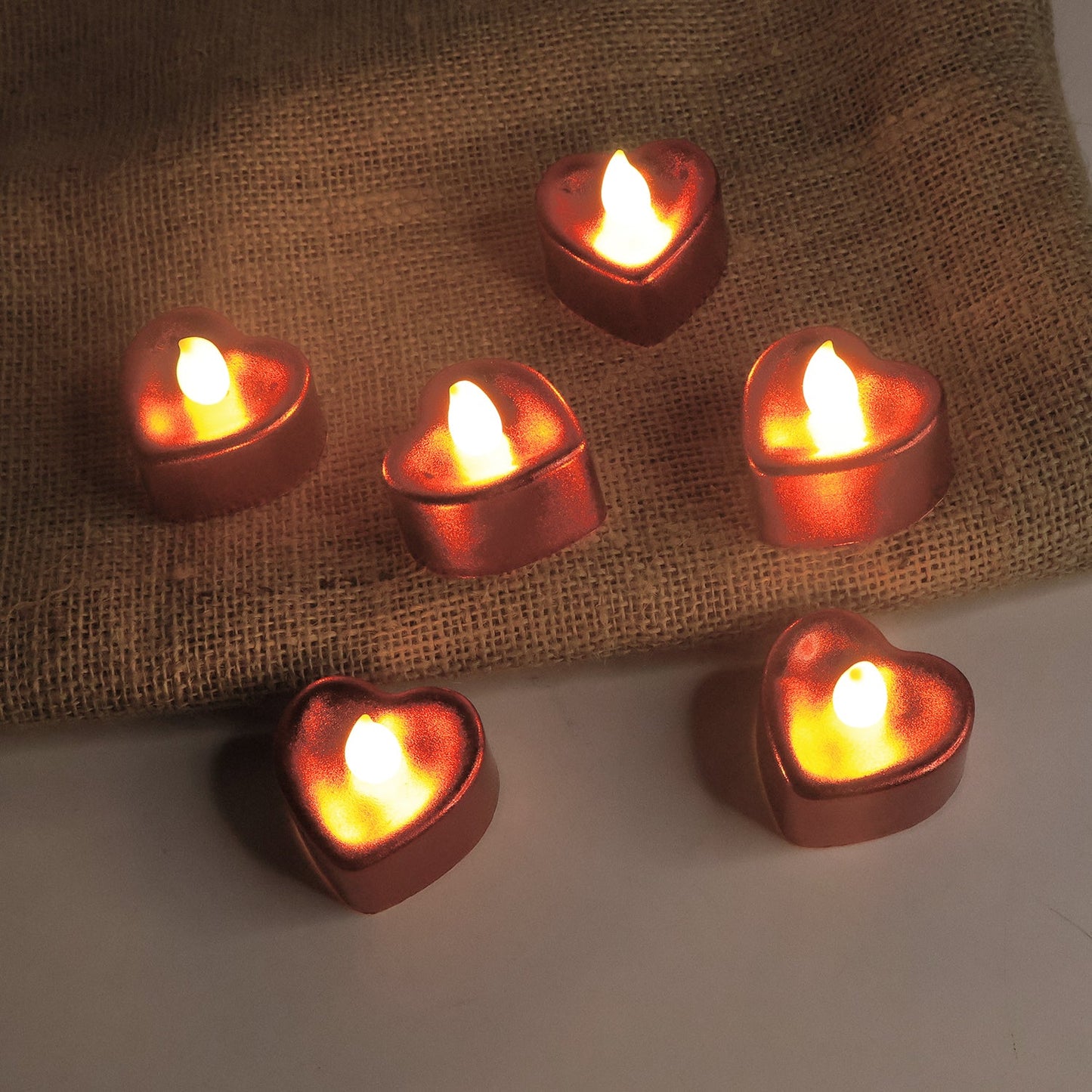 Heart shape LED flameless candle showing glowing effect