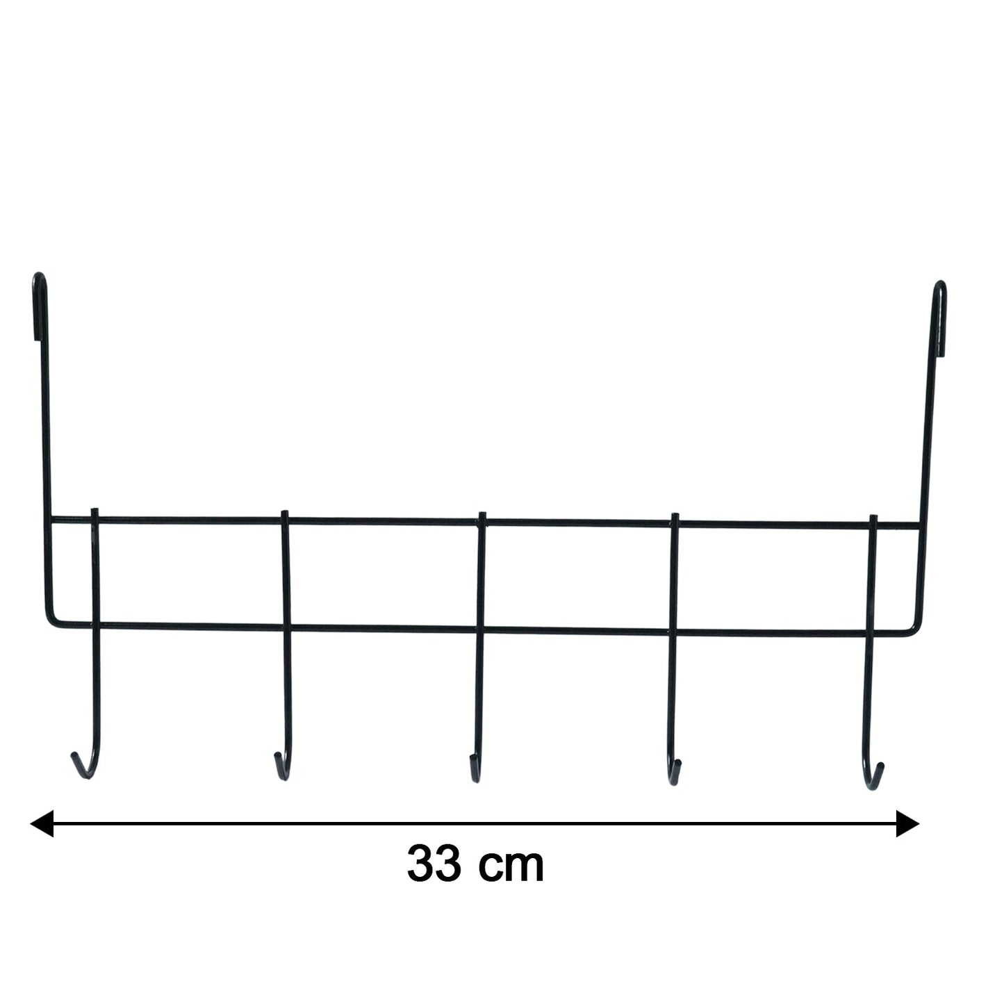 Space saving metal hook rack for doors