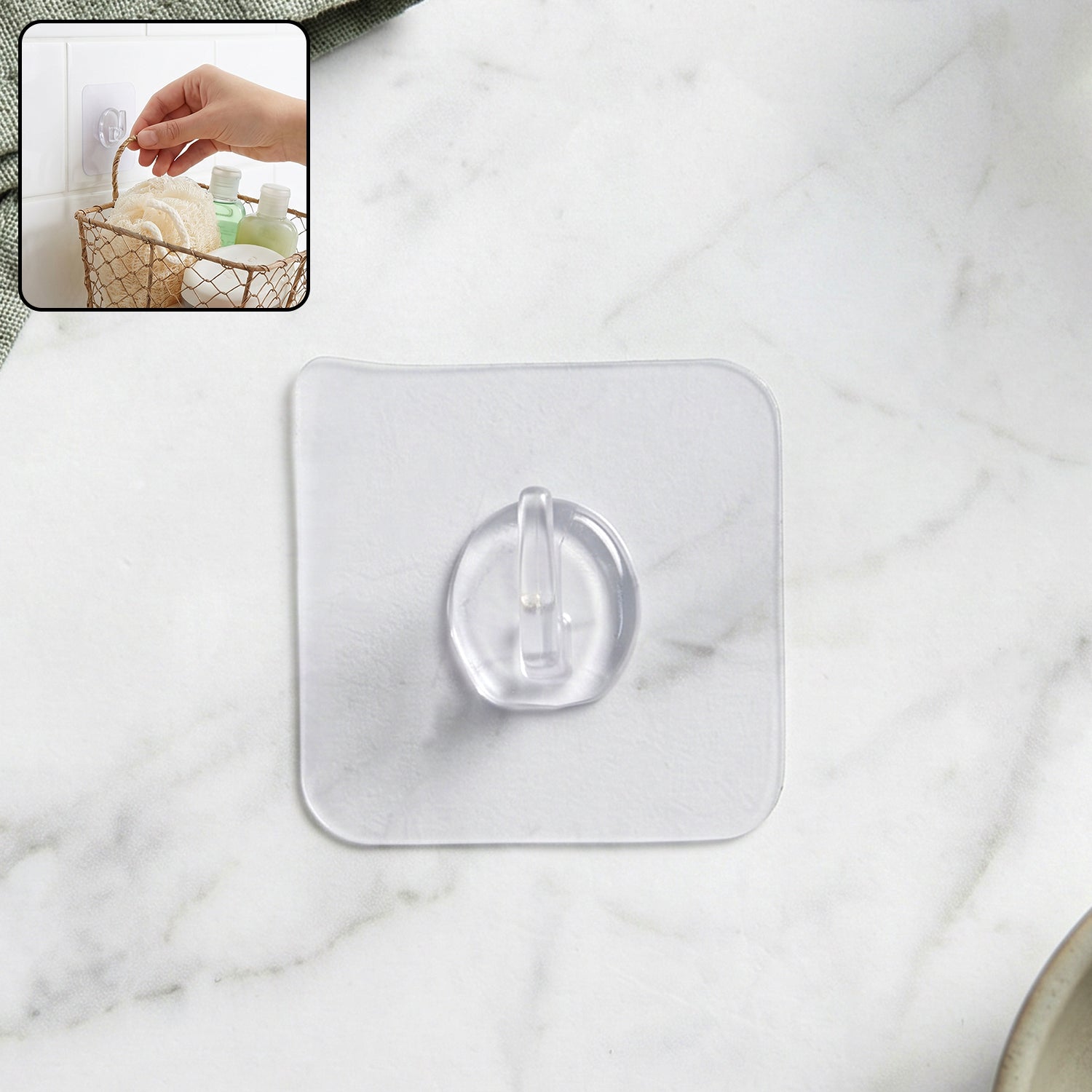 Transparent self-adhesive wall hook for home organization