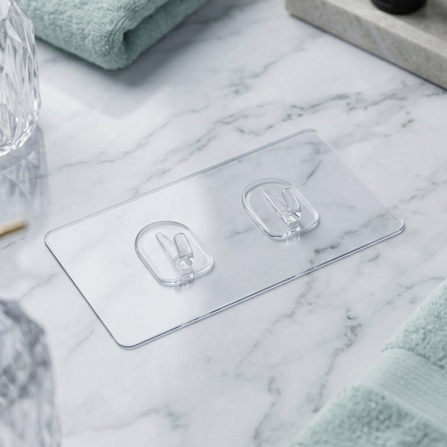 Wall-mounted transparent self-adhesive double hook