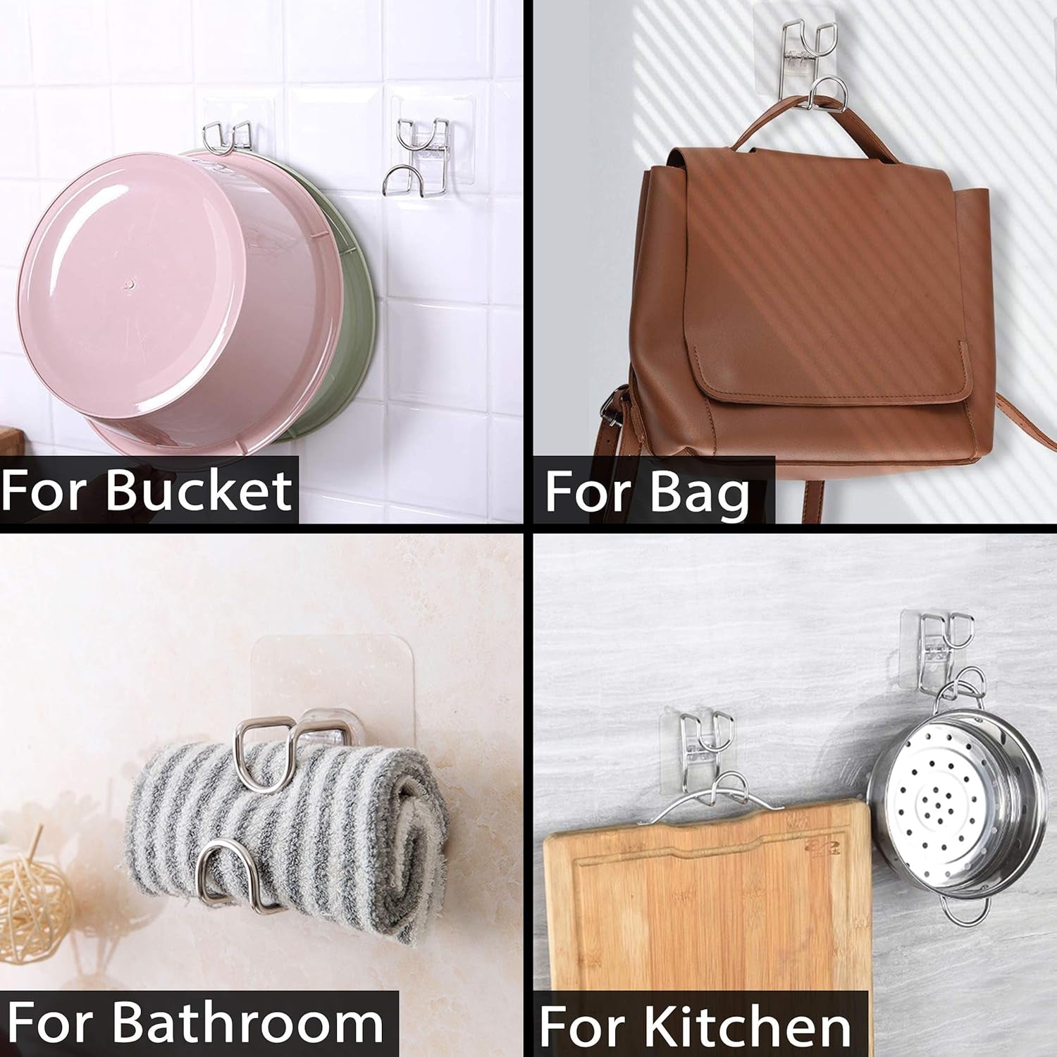 No nail stainless steel adhesive hook on tiled wall