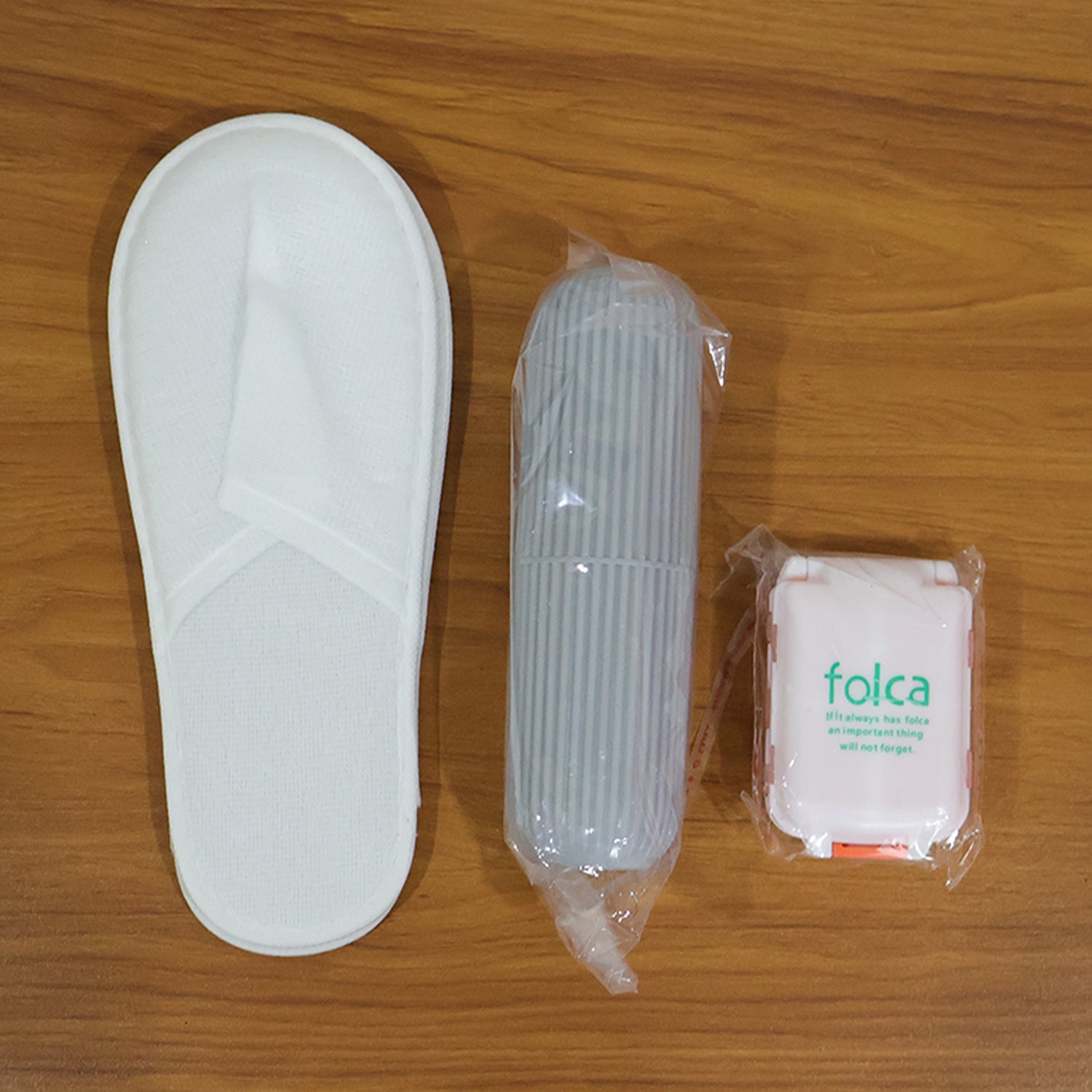Space-saving grooming kit with toiletries for comfortable travel and stays