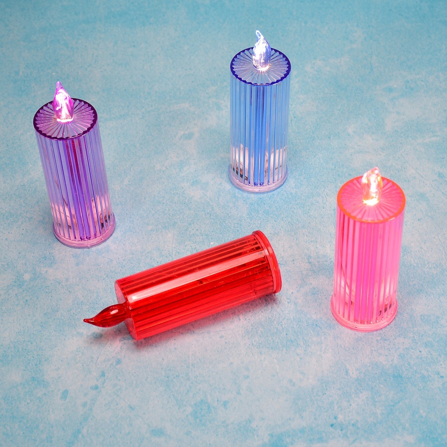 Side view of the transparent casing of the LED Crystal Candle, showcasing its unique design.