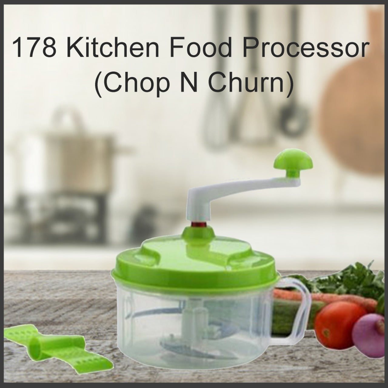 A person using the hand-cranked Manual Food Processor to chop vegetables.