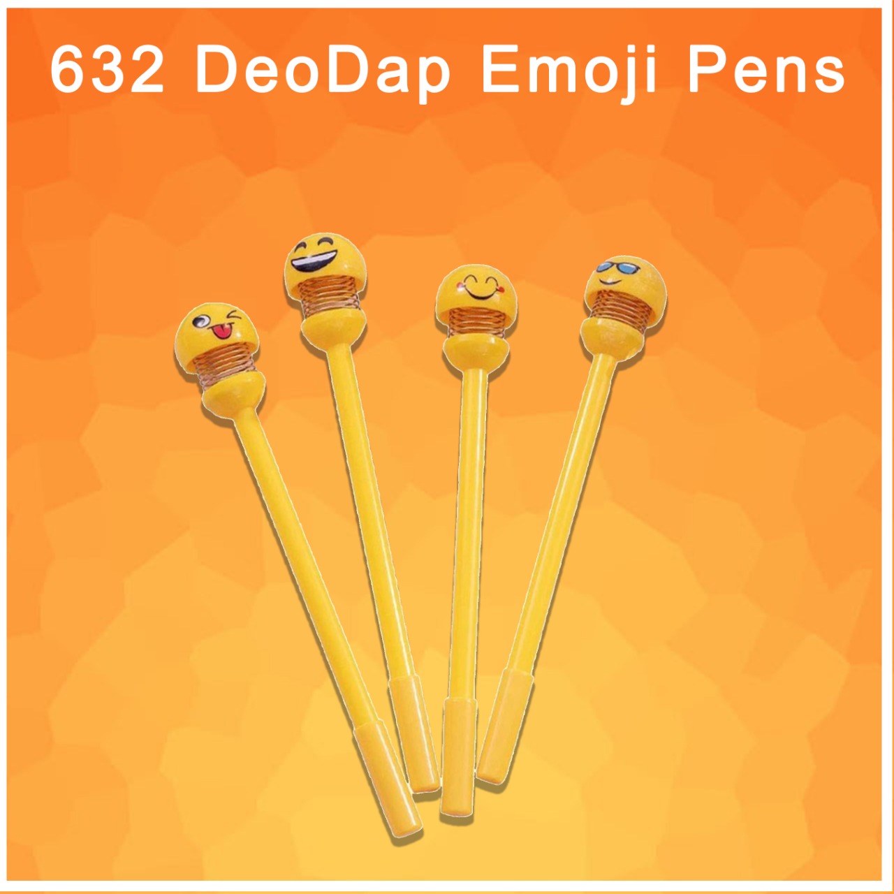 Bright yellow smiley face emoji pens, bringing cheer to your desk.
