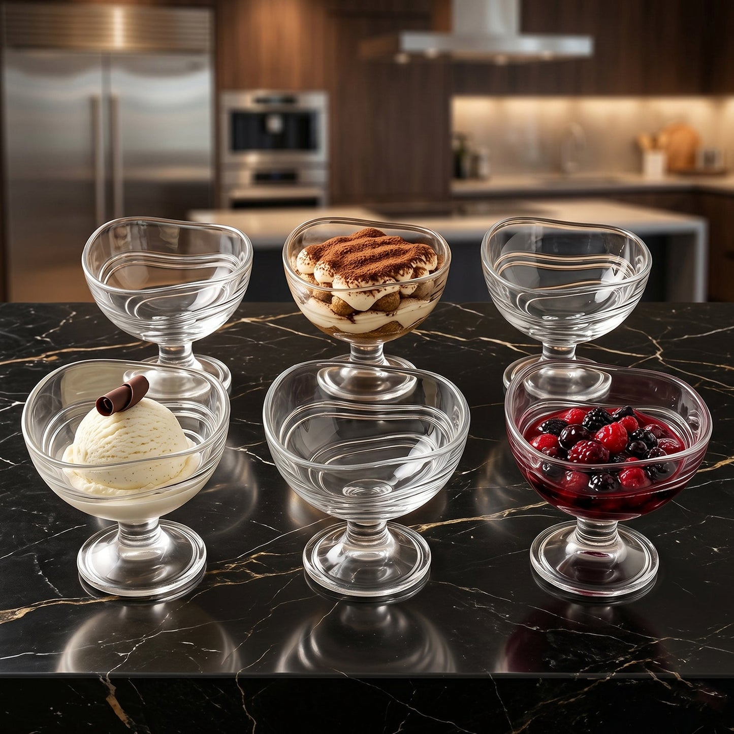 Close-up of Supermom unbreakable dessert bowl, crystal clear finish
