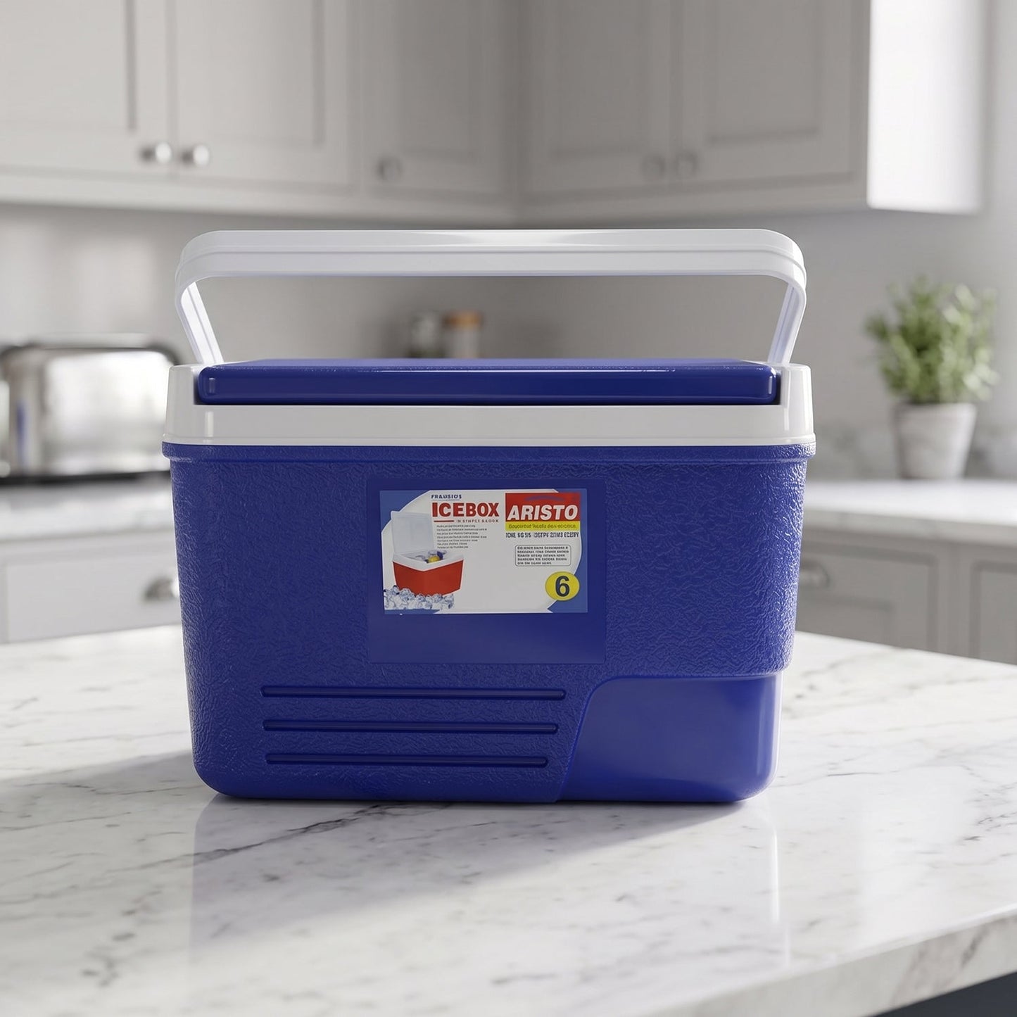 Blue insulated cooler box for hot and cold storage