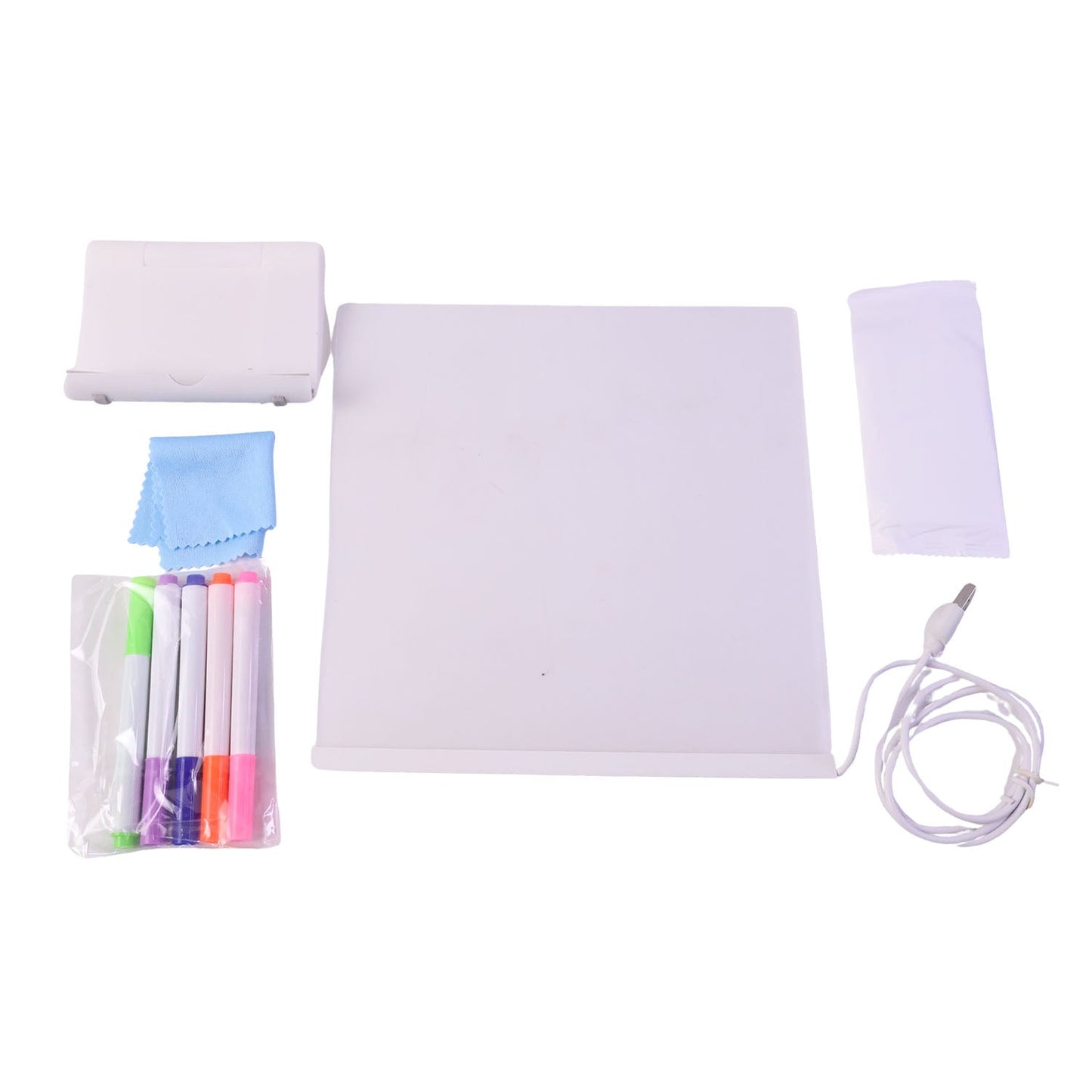 USB powered LED writing board with stable base on table
