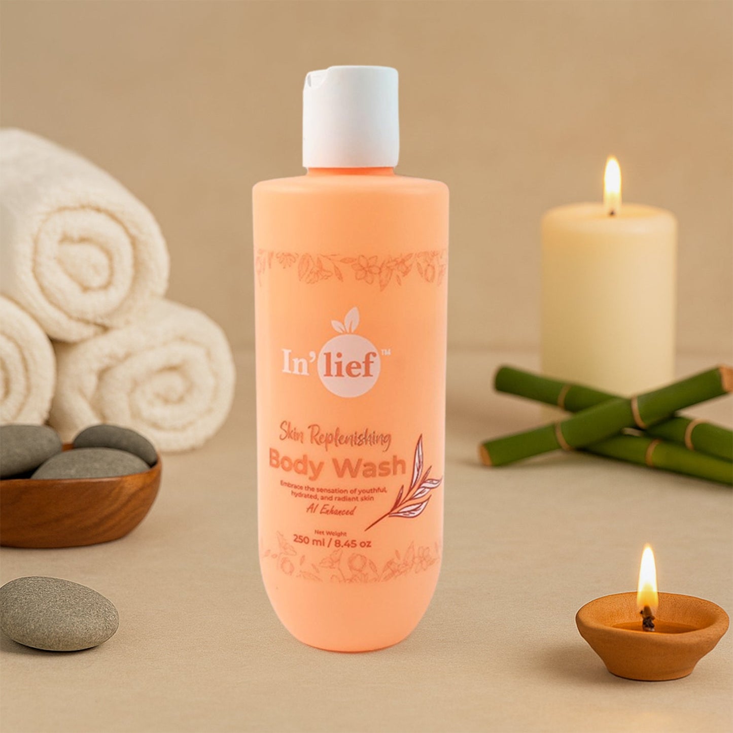 Close-up of hydrating and nourishing body wash liquid
